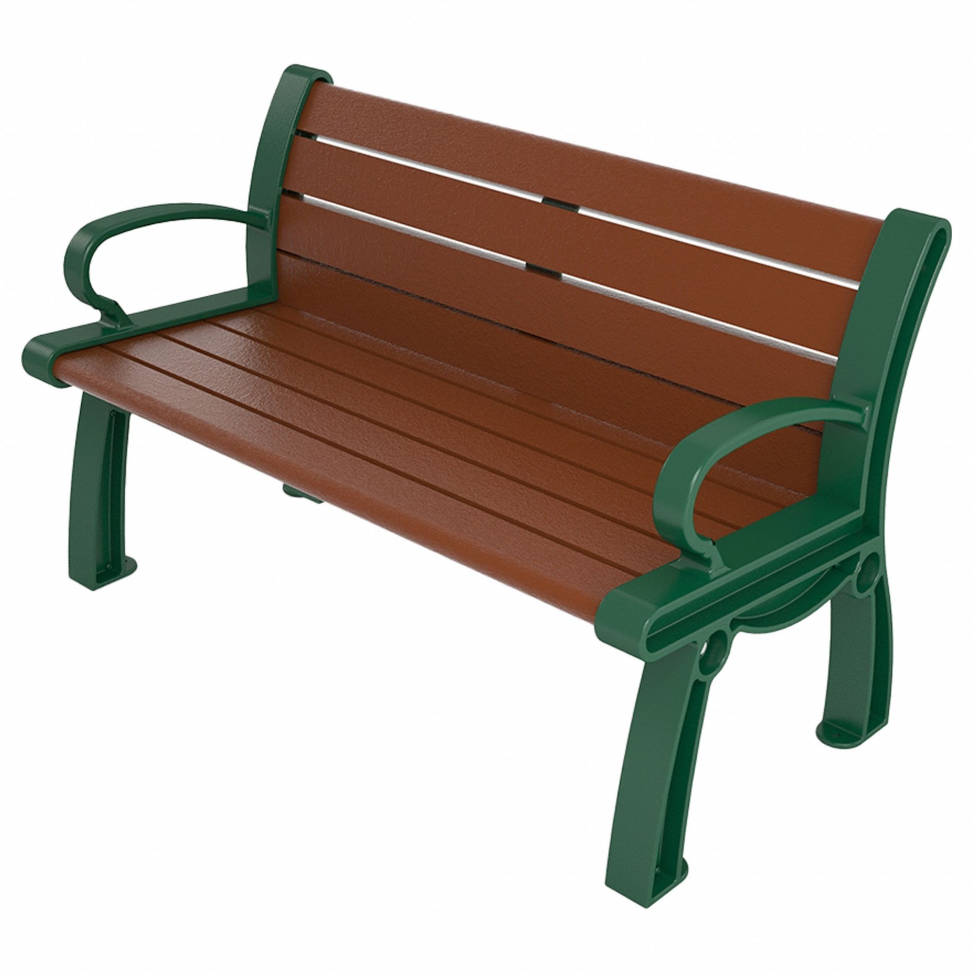 Heritage Outdoor Bench: Heritage, 48 in Overall Lg, 30 in Overall Ht, Brown, Green