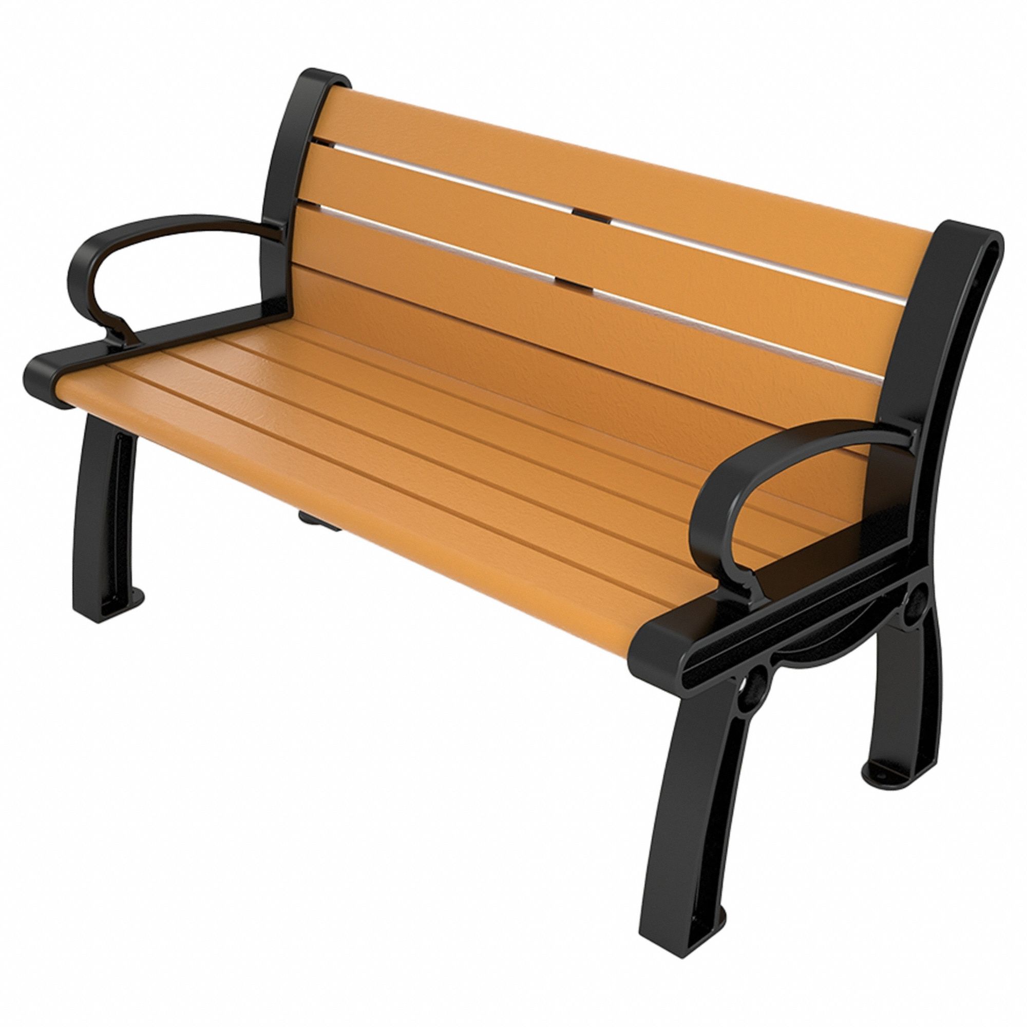 Heritage Outdoor Bench: Heritage, 48 in Overall Lg, 30 in Overall Ht, Cedar, Black
