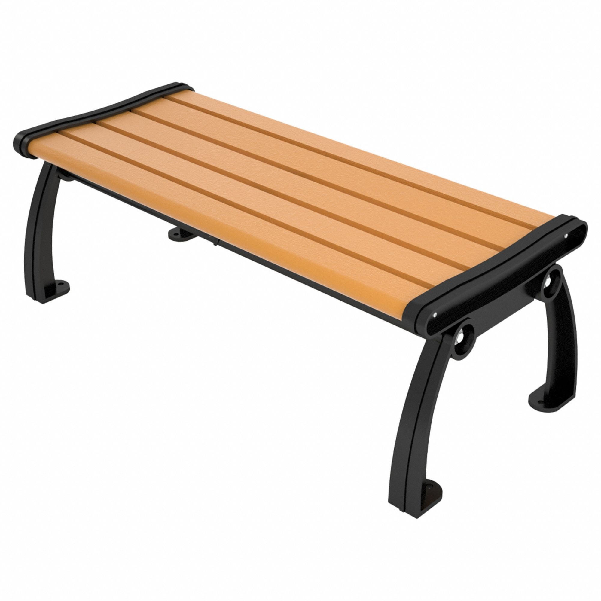 Outdoor Bench: Heritage, 48 in Overall Lg, 17 in Overall Ht, Cedar, Black, Plank Surface