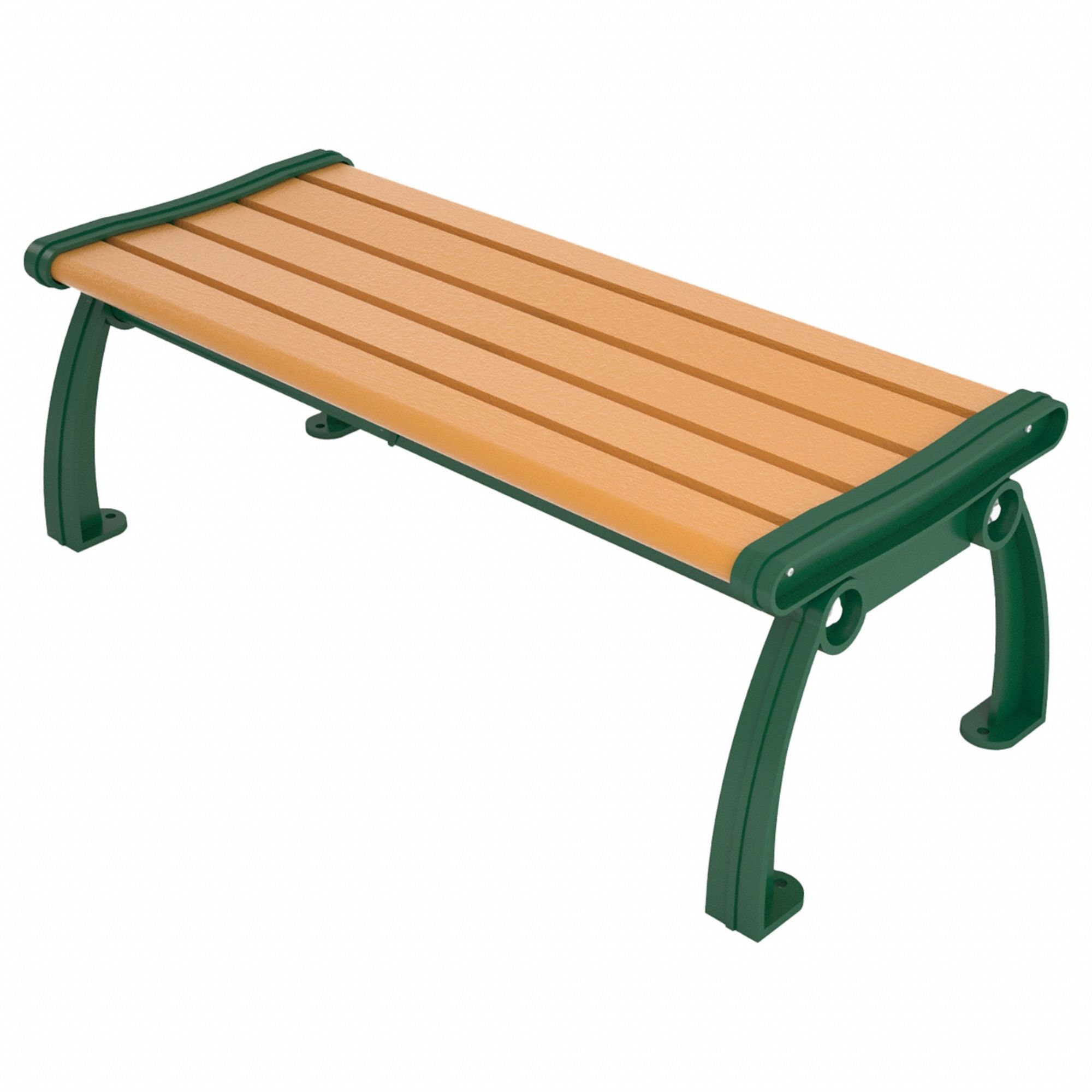Outdoor Bench: Heritage, 48 in Overall Lg, 17 in Overall Ht, Cedar, Green, Plank Surface