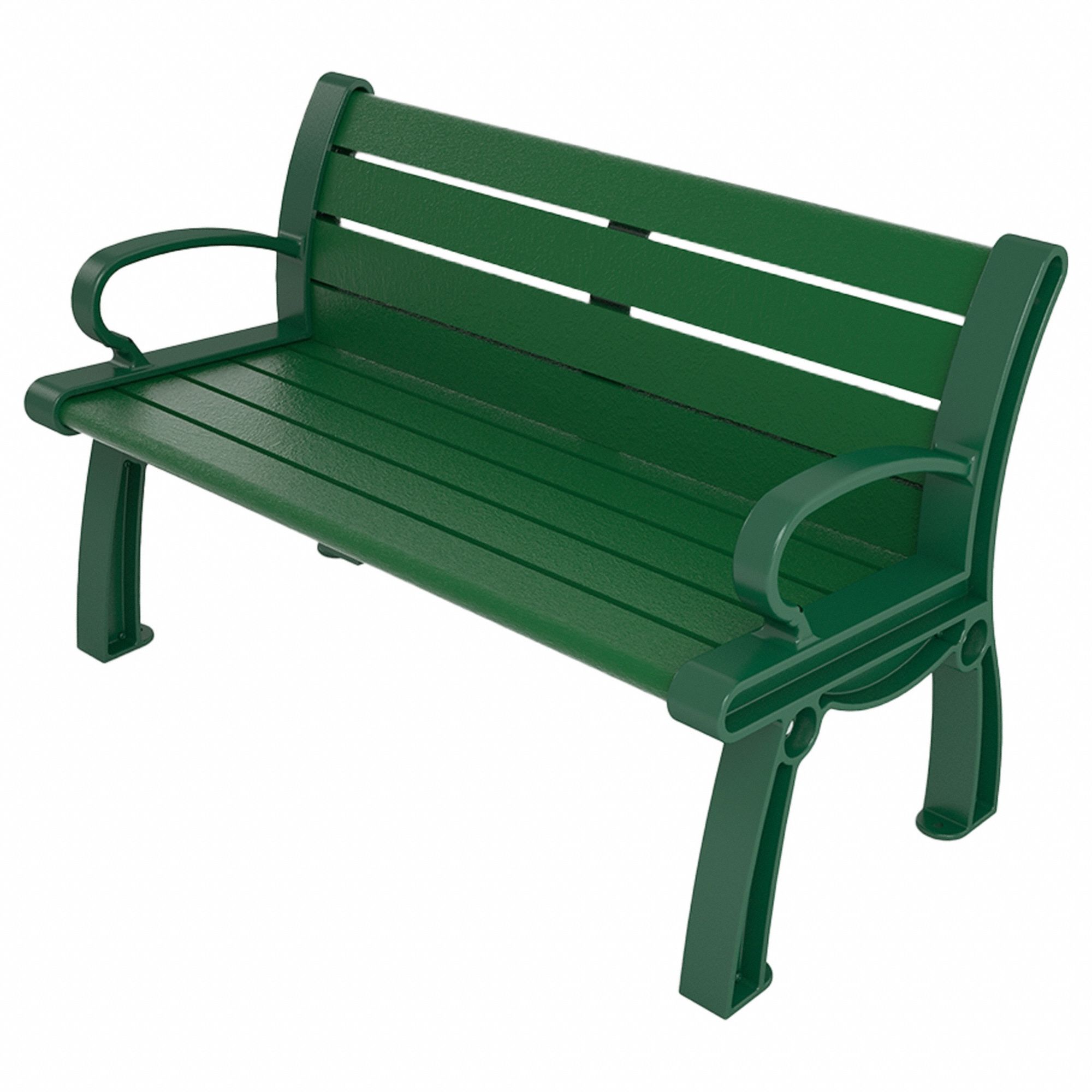 Heritage Outdoor Bench: Heritage, 48 in Overall Lg, 30 in Overall Ht, Green, Green