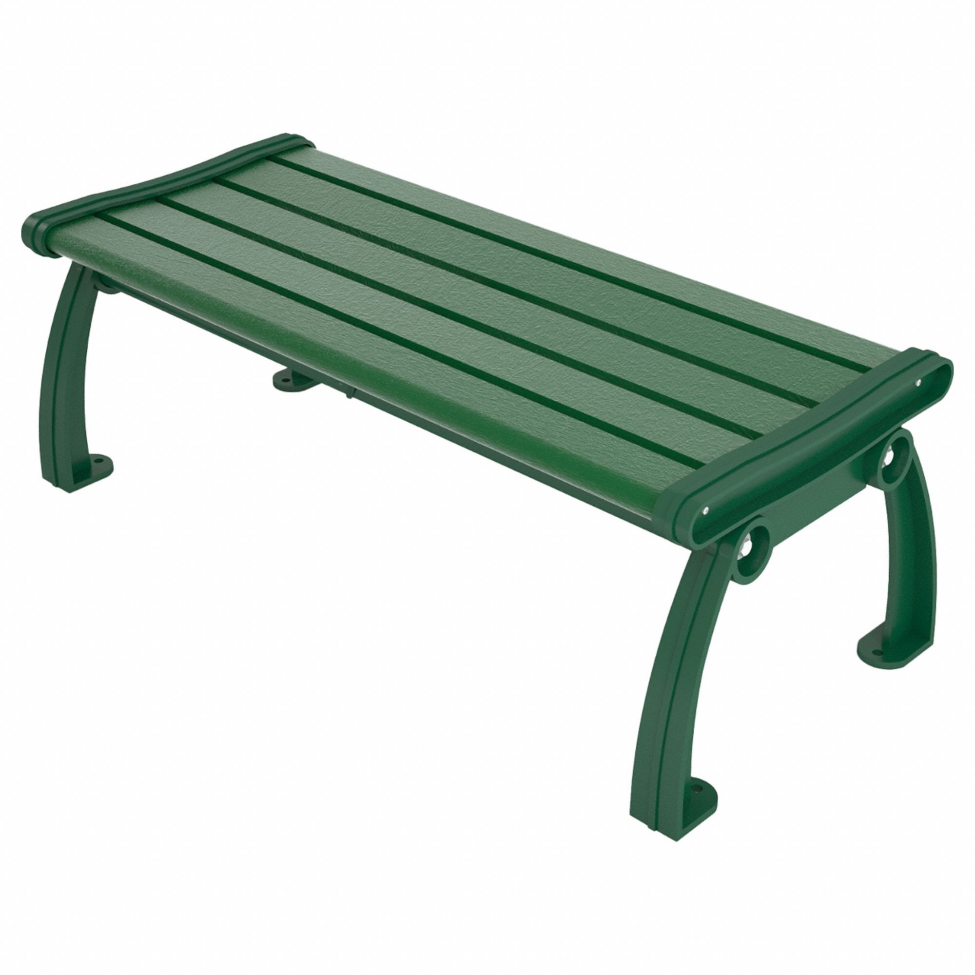 Outdoor Bench: Heritage, 48 in Overall Lg, 17 in Overall Ht, Green, Green, Plank Surface
