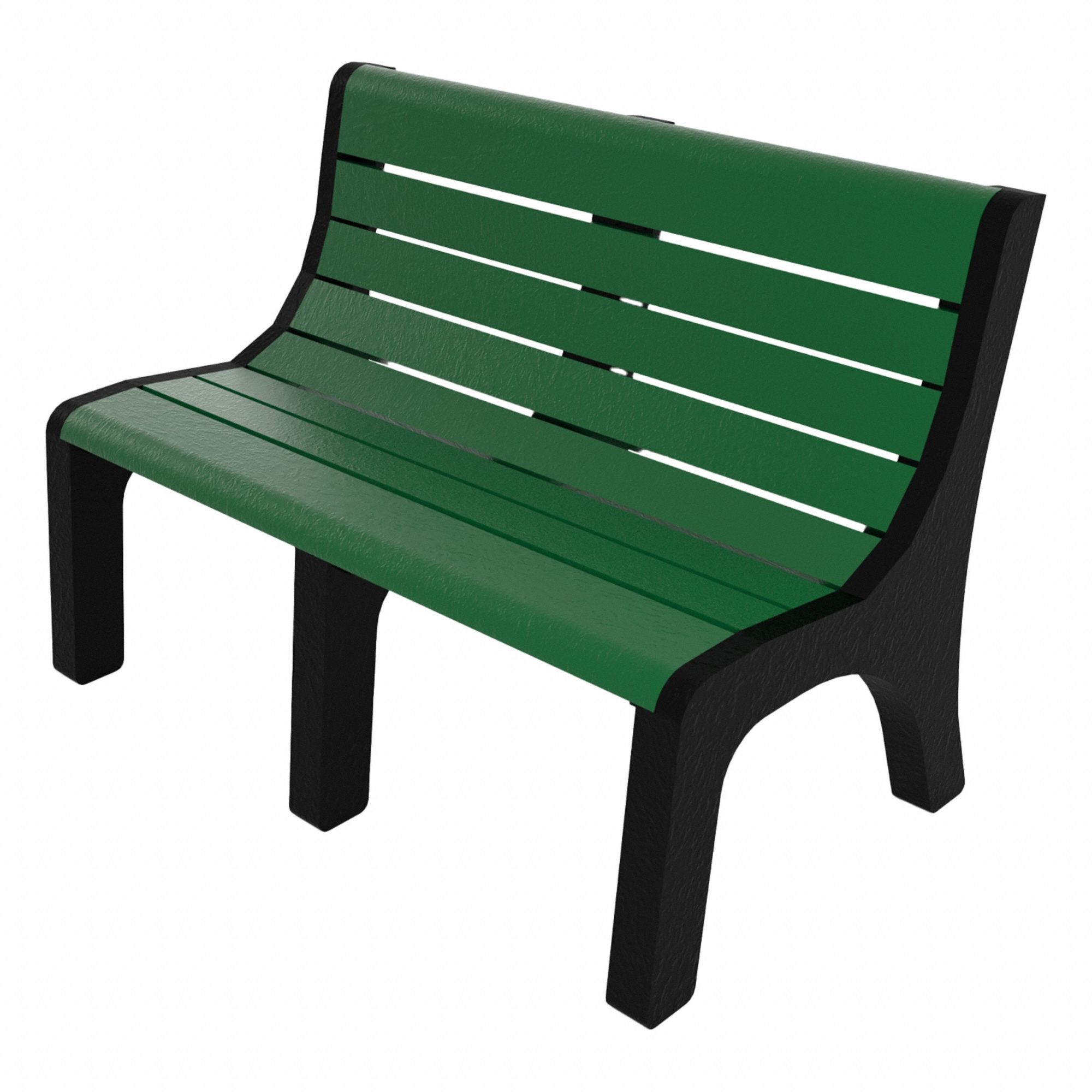 Outdoor Bench: Newport, 48 in Overall Lg, 33 3/8 in Overall Ht, Green, Black