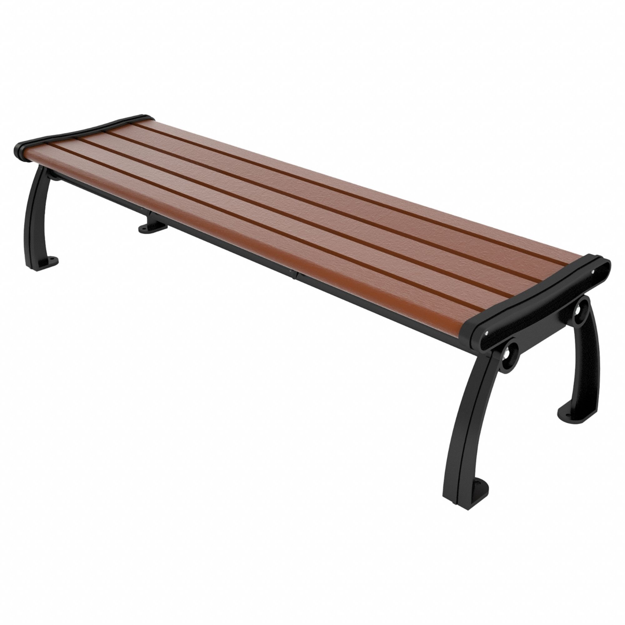 Outdoor Bench: Heritage, 72 in Overall Lg, 17 in Overall Ht, Brown, Black, Plank Surface