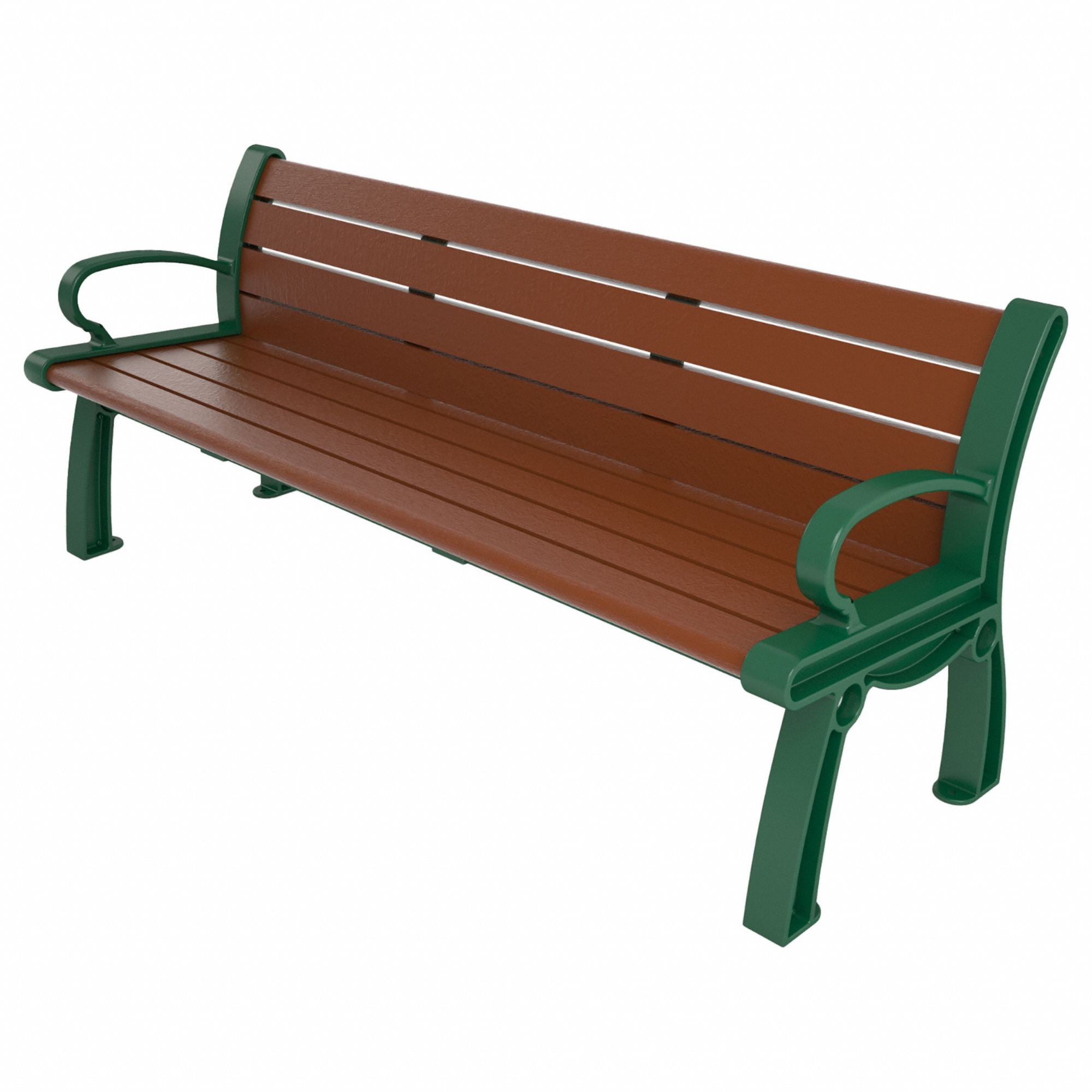 Heritage Outdoor Bench: Heritage, 72 in Overall Lg, 30 in Overall Ht, Brown, Green