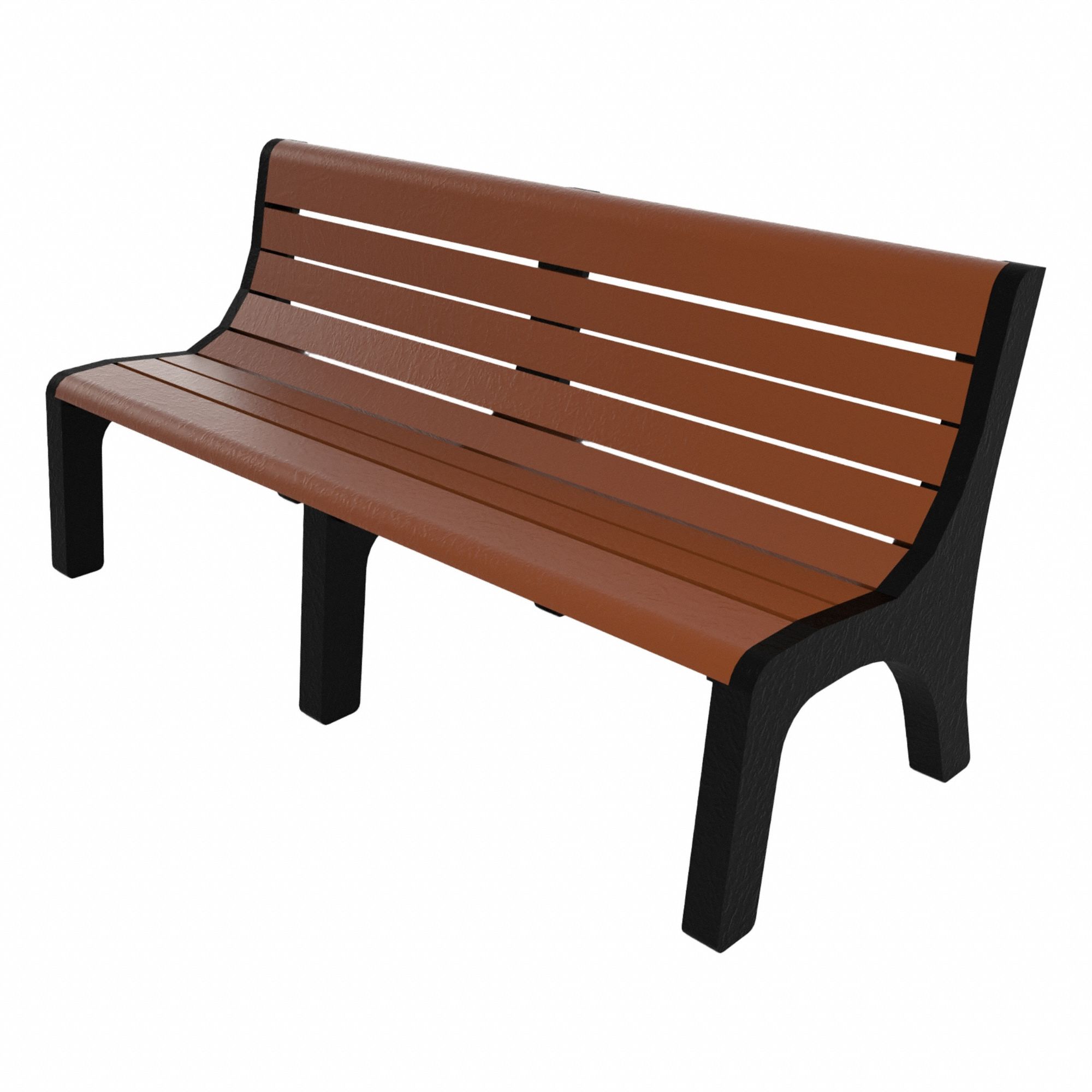 Outdoor Bench: Newport, 72 in Overall Lg, 33 3/8 in Overall Ht, Brown, Black