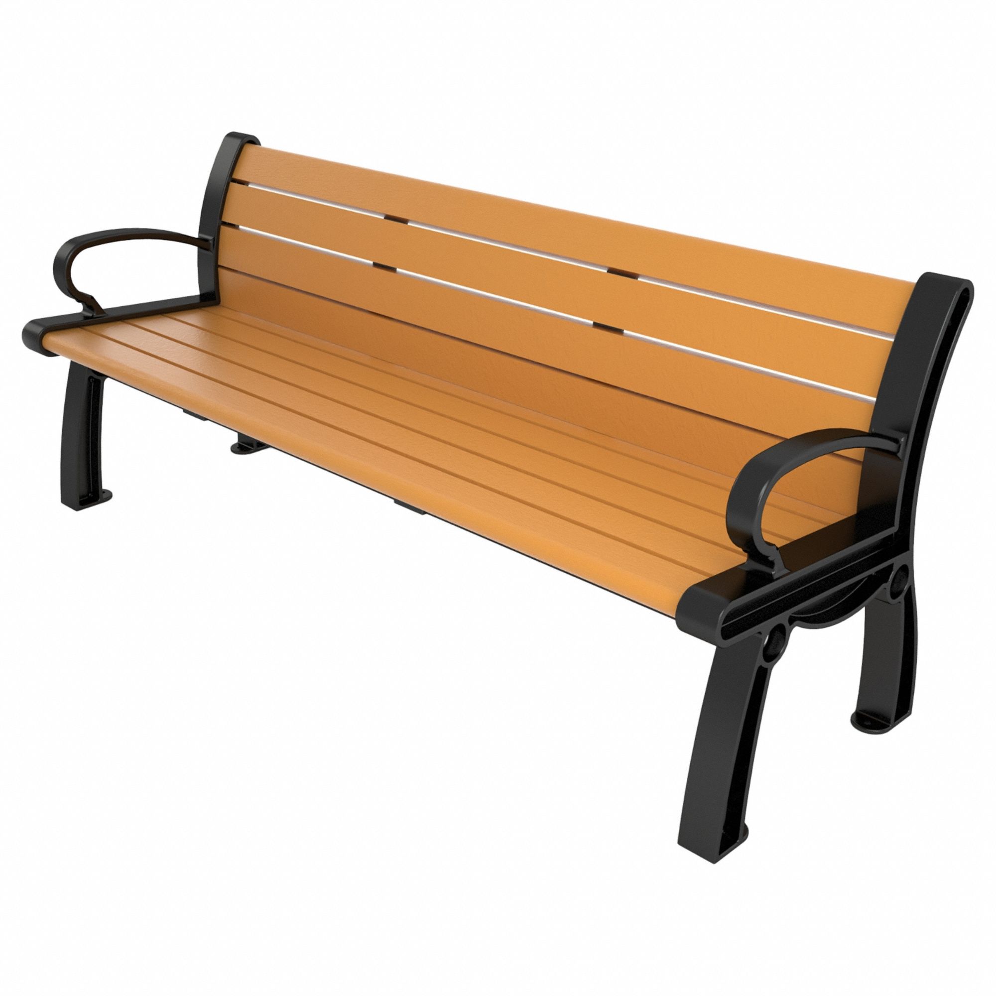 Heritage Outdoor Bench: Heritage, 72 in Overall Lg, 30 in Overall Ht, Cedar, Black