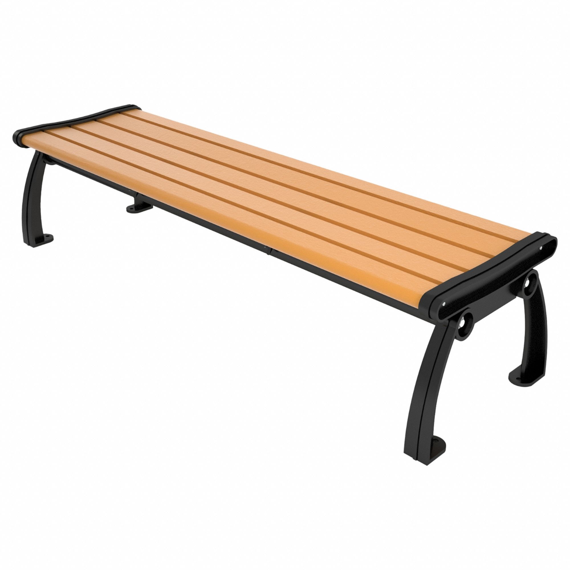 Outdoor Bench: Heritage, 72 in Overall Lg, 17 in Overall Ht, Cedar, Black, Plank Surface