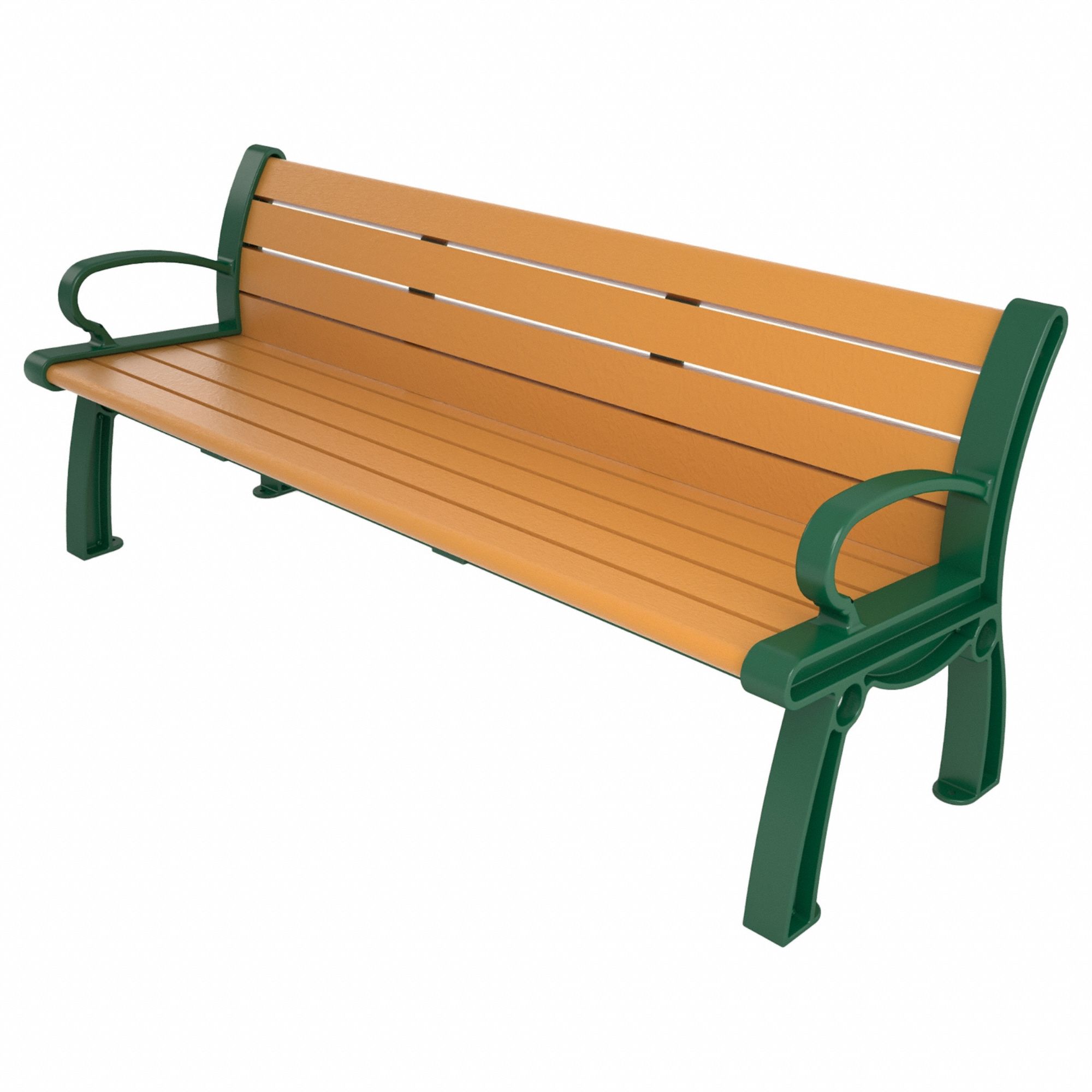 Heritage Outdoor Bench: Heritage, 72 in Overall Lg, 30 in Overall Ht, Cedar, Green