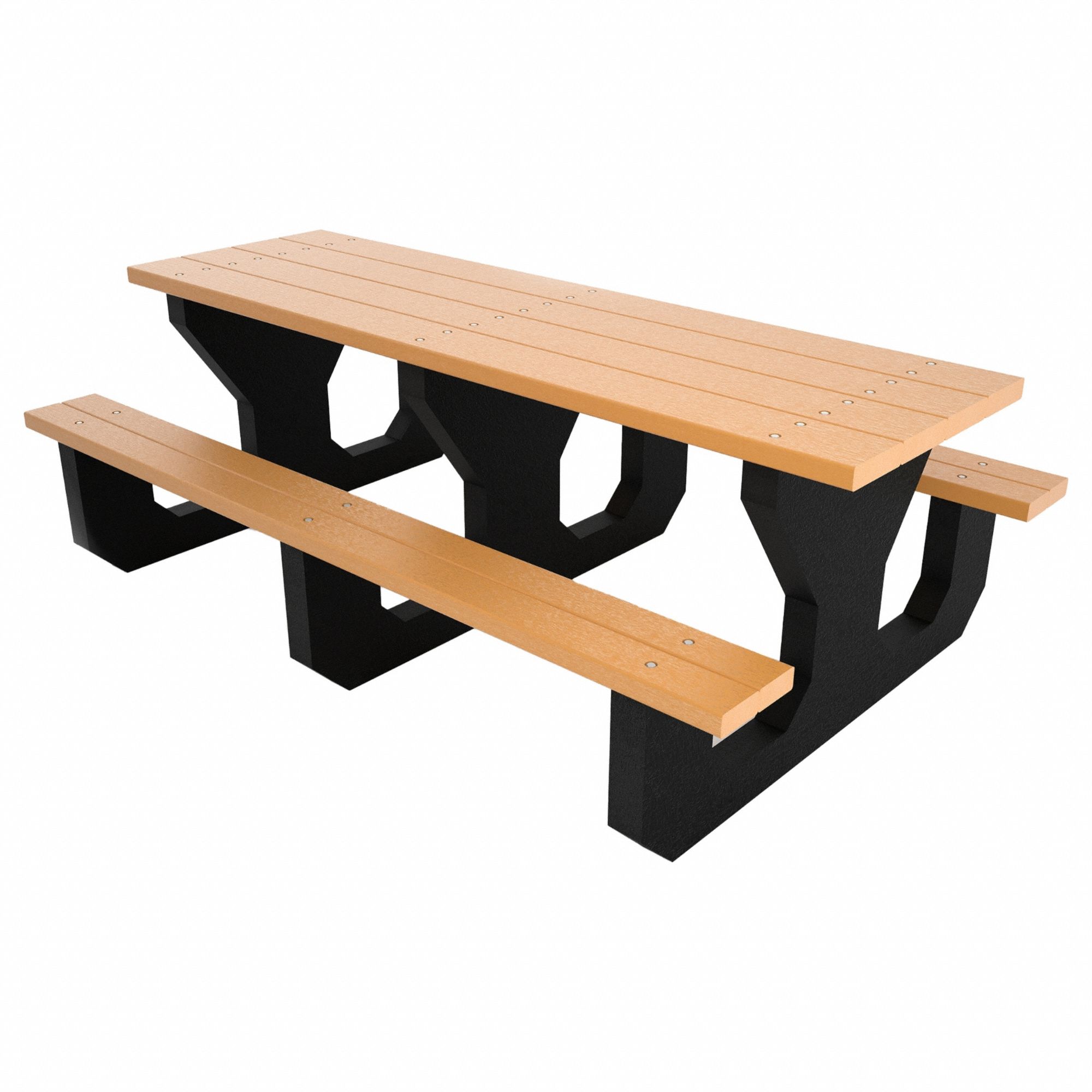 Youth Picnic Table: Vandal Resistant Resinwood, Cedar, 24 1/2 in Overall Ht, PB 6CEDYOUPIC