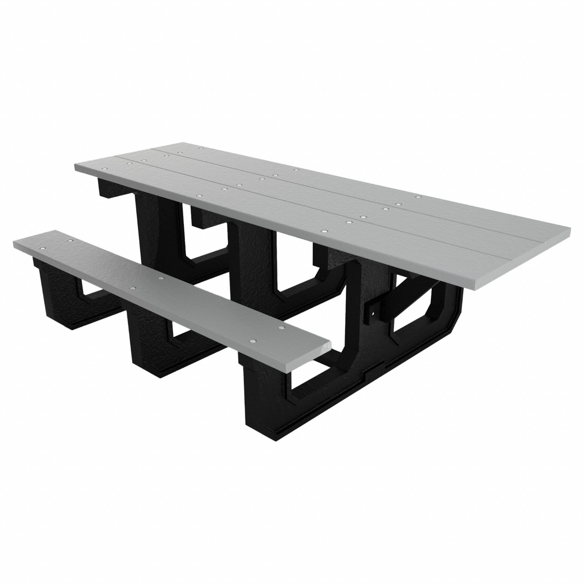 ADA Picnic Table: Vandal Resistant Resinwood, Gray, 29 3/4 in Overall Ht, 90 in Overall Lg