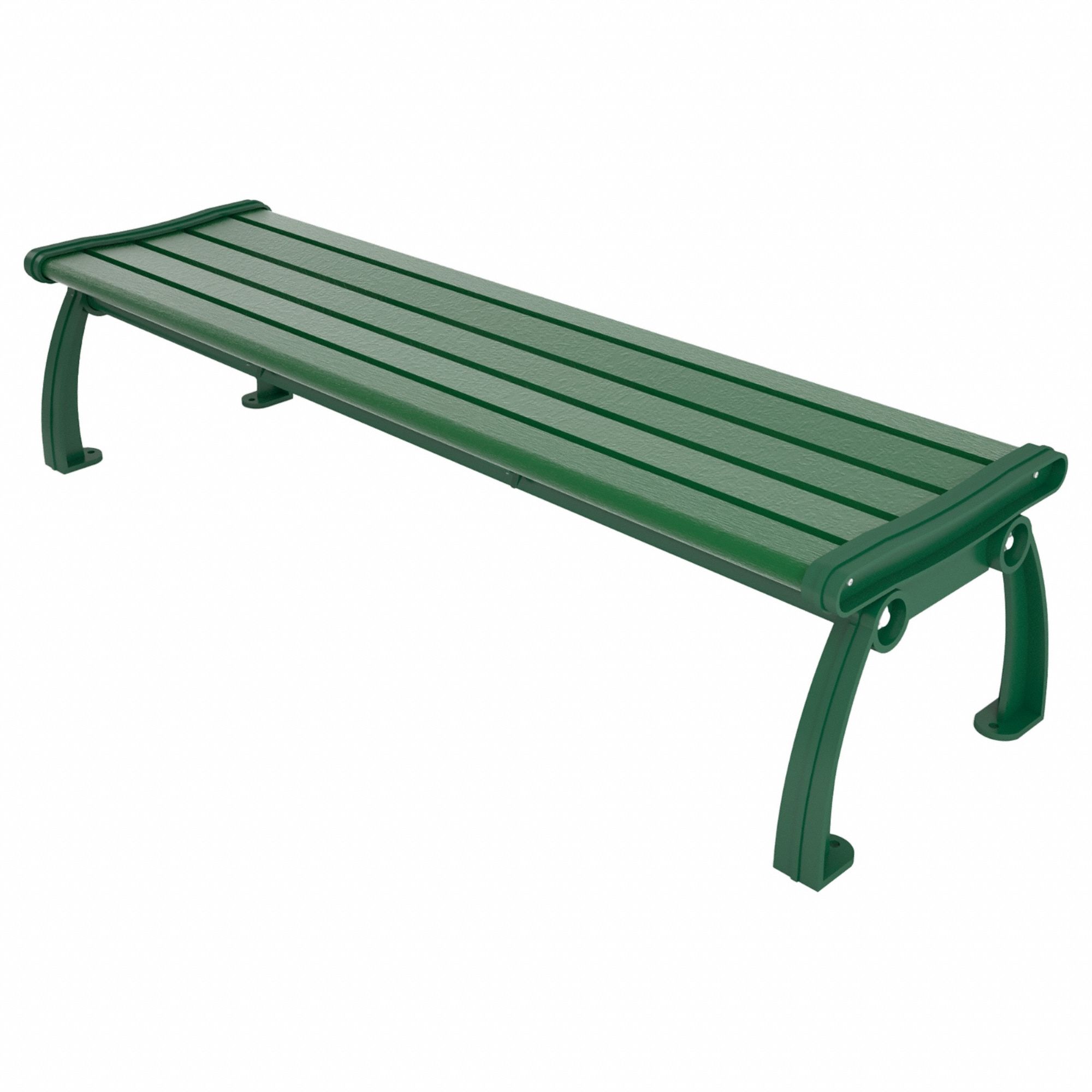 Outdoor Bench: Heritage, 72 in Overall Lg, 17 in Overall Ht, Green, Green, Plank Surface