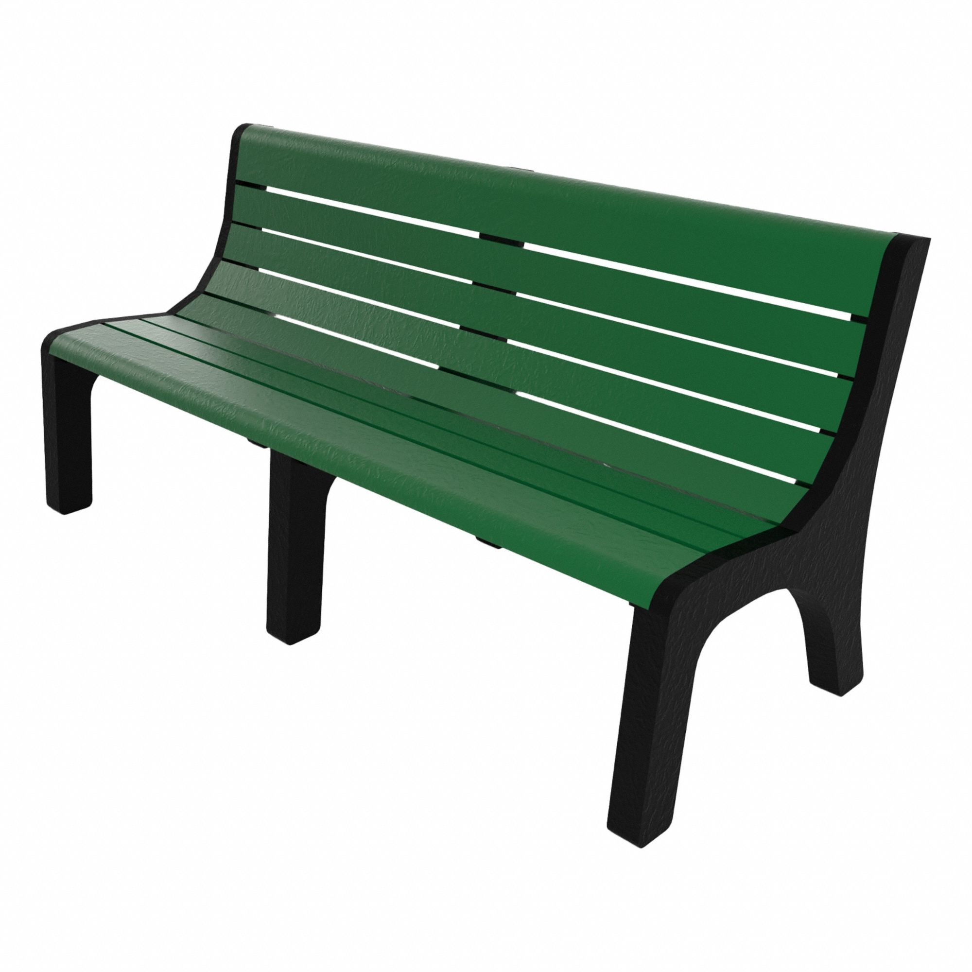 Outdoor Bench: Newport, 72 in Overall Lg, 33 3/8 in Overall Ht, Green, Black