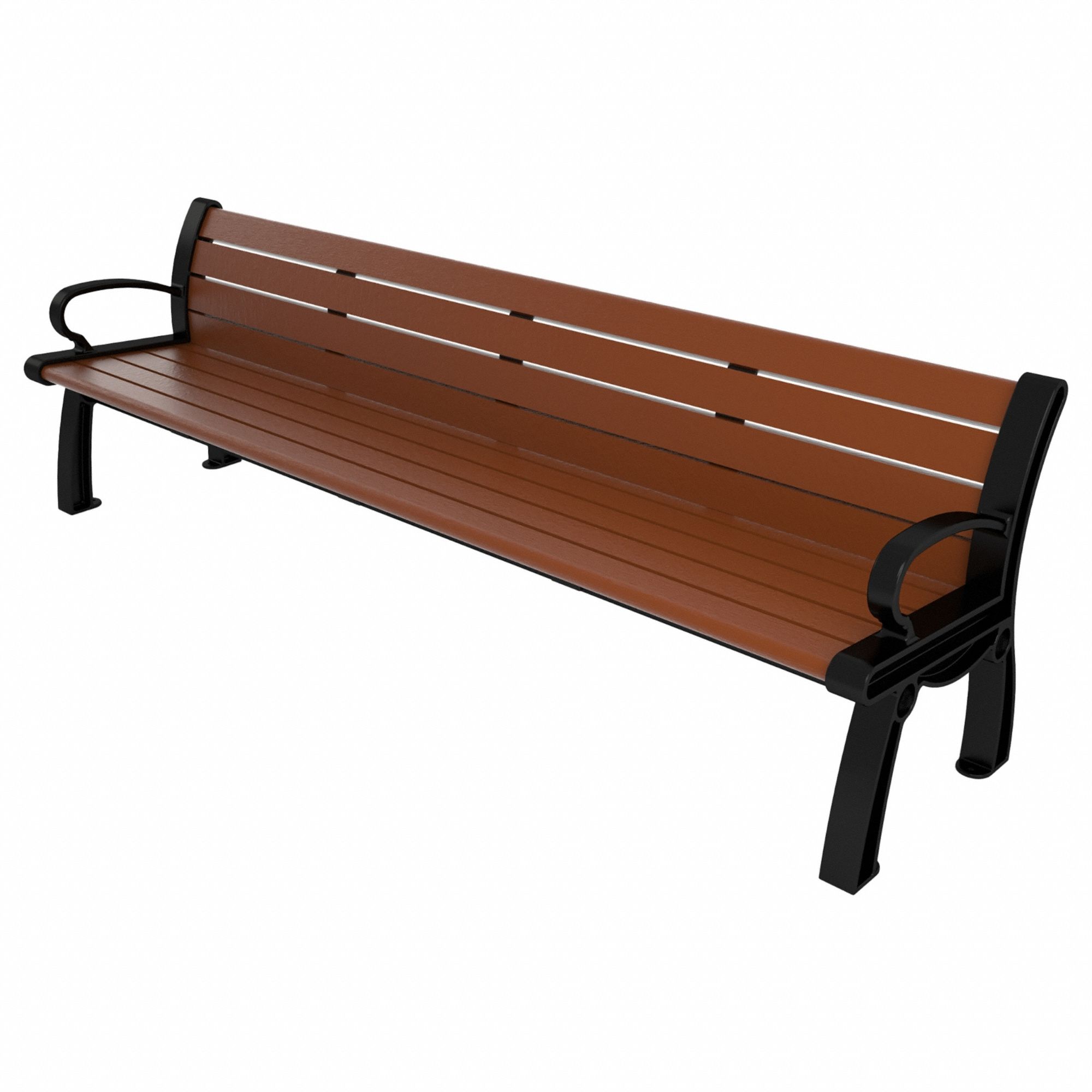 Heritage Outdoor Bench: Heritage, 96 in Overall Lg, 30 in Overall Ht, Brown, Black