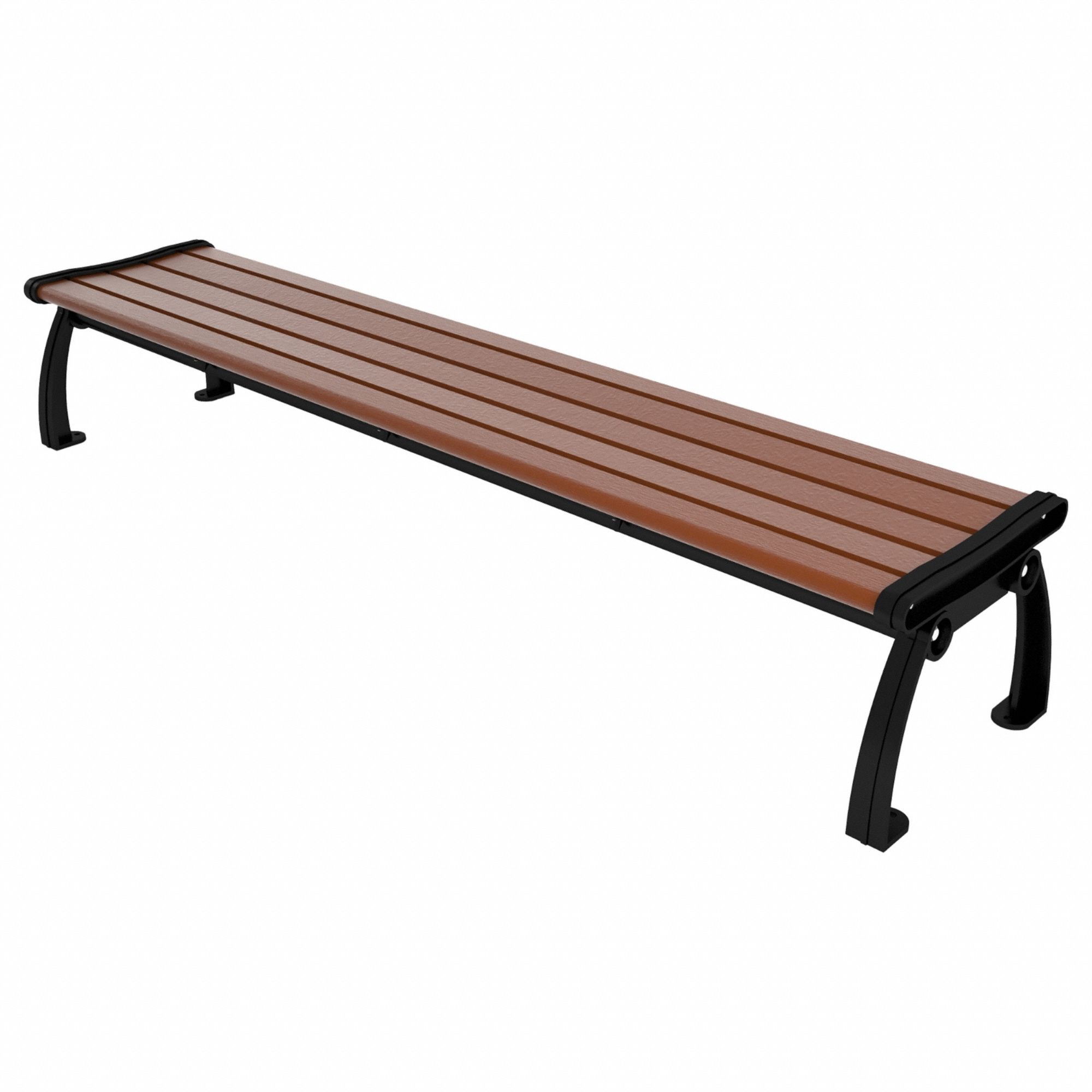 Outdoor Bench: Heritage, 96 in Overall Lg, 17 in Overall Ht, Brown, Black, Plank Surface