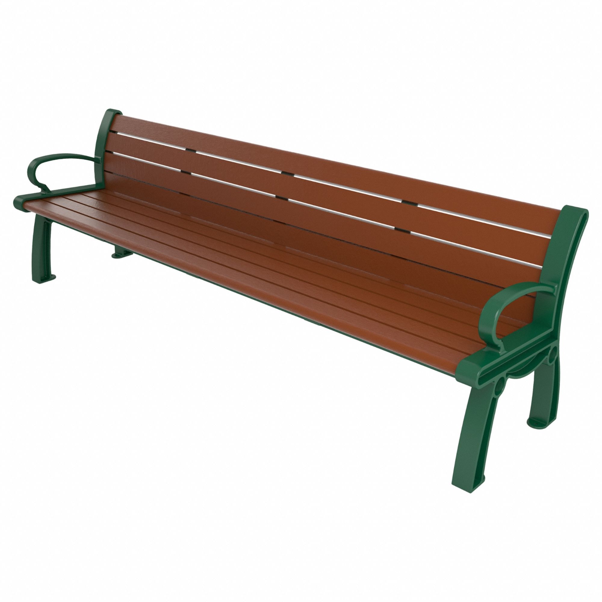 Heritage Outdoor Bench: Heritage, 96 in Overall Lg, 30 in Overall Ht, Brown, Green