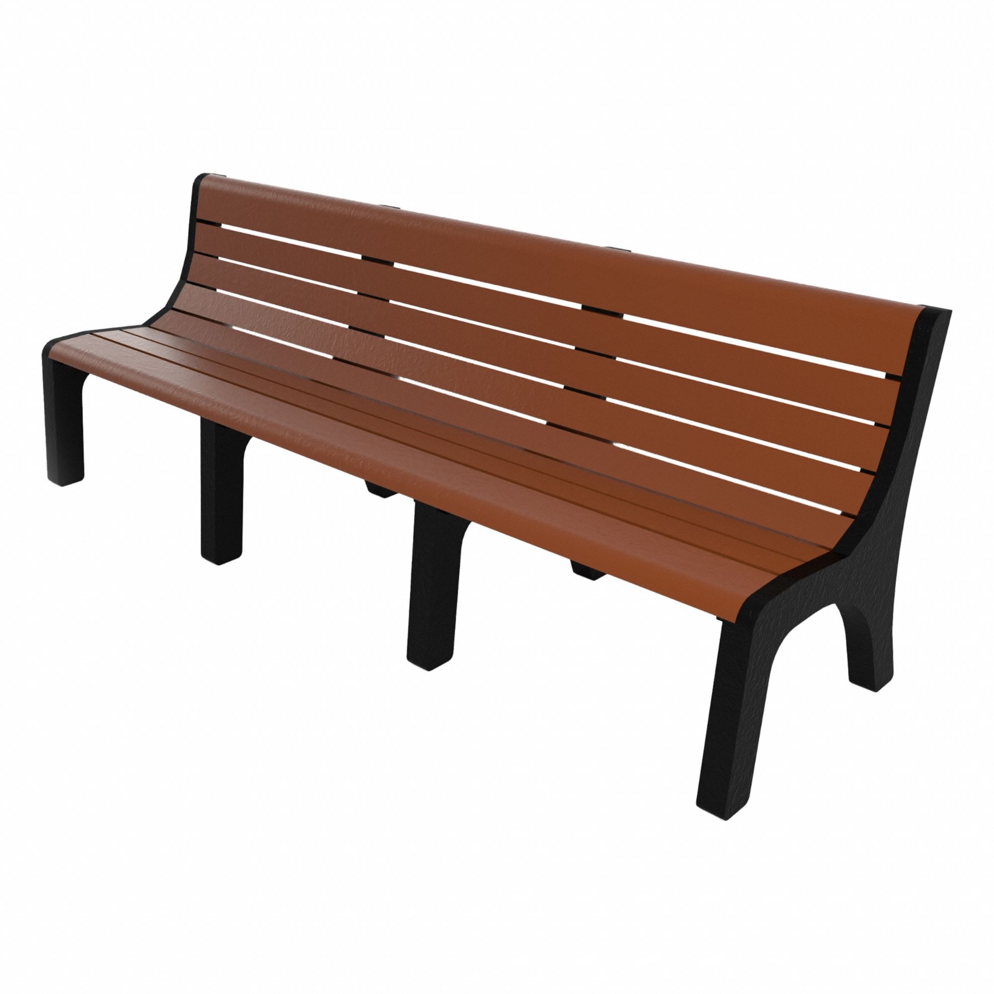 Outdoor Bench: Newport, 96 in Overall Lg, 33 3/8 in Overall Ht, Brown, Black