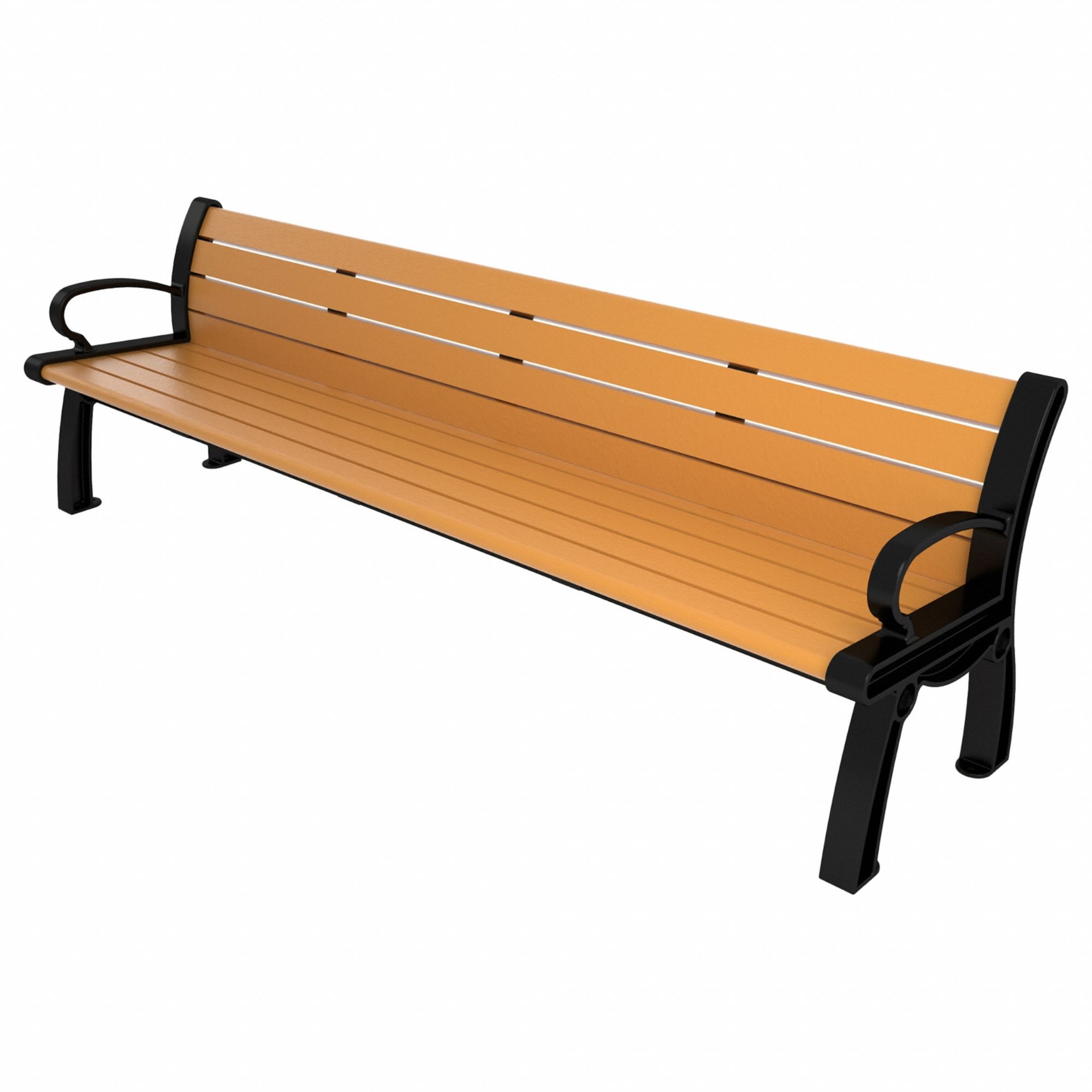 Heritage Outdoor Bench: Heritage, 96 in Overall Lg, 30 in Overall Ht, Cedar, Black
