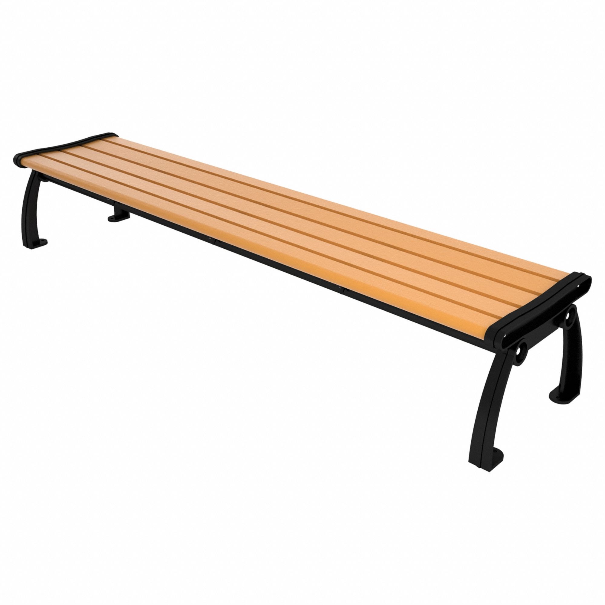 Outdoor Bench: Heritage, 96 in Overall Lg, 17 in Overall Ht, Cedar, Black, Plank Surface