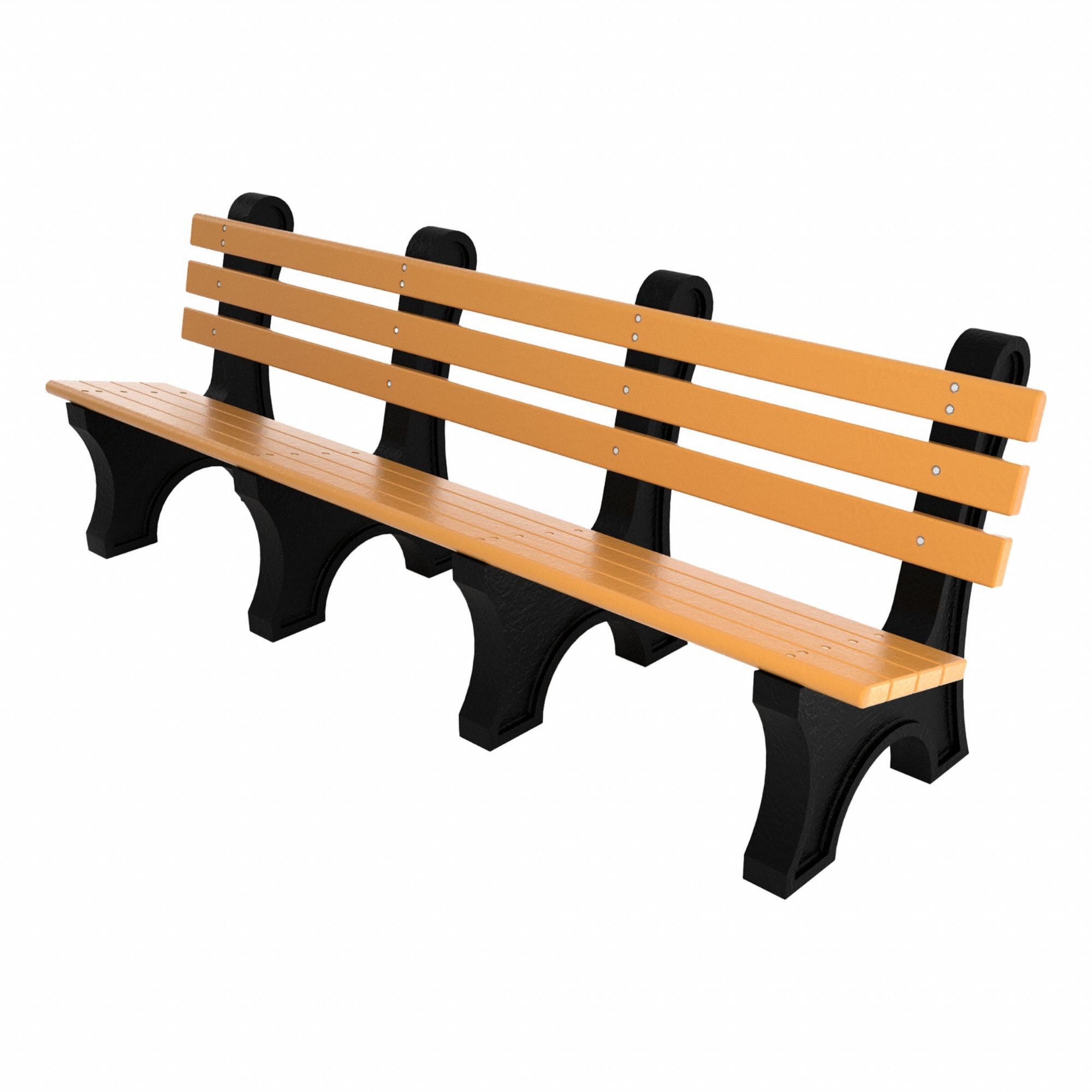 Outdoor Bench: Comfort Park Avenue, 96 in Overall Lg, 33 1/2 in Overall Ht, Cedar, Black