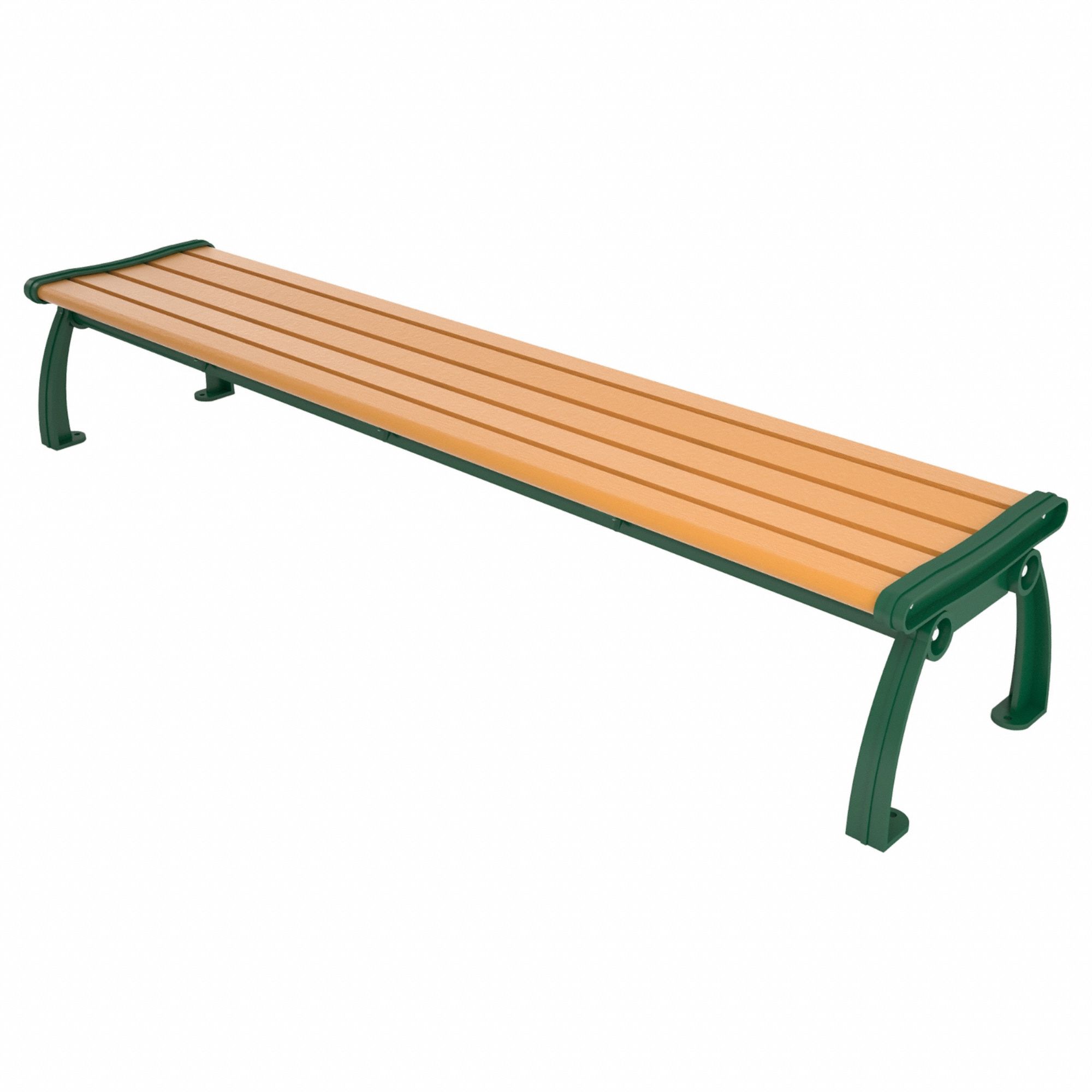 Outdoor Bench: Heritage, 96 in Overall Lg, 17 in Overall Ht, Cedar, Green, Plank Surface