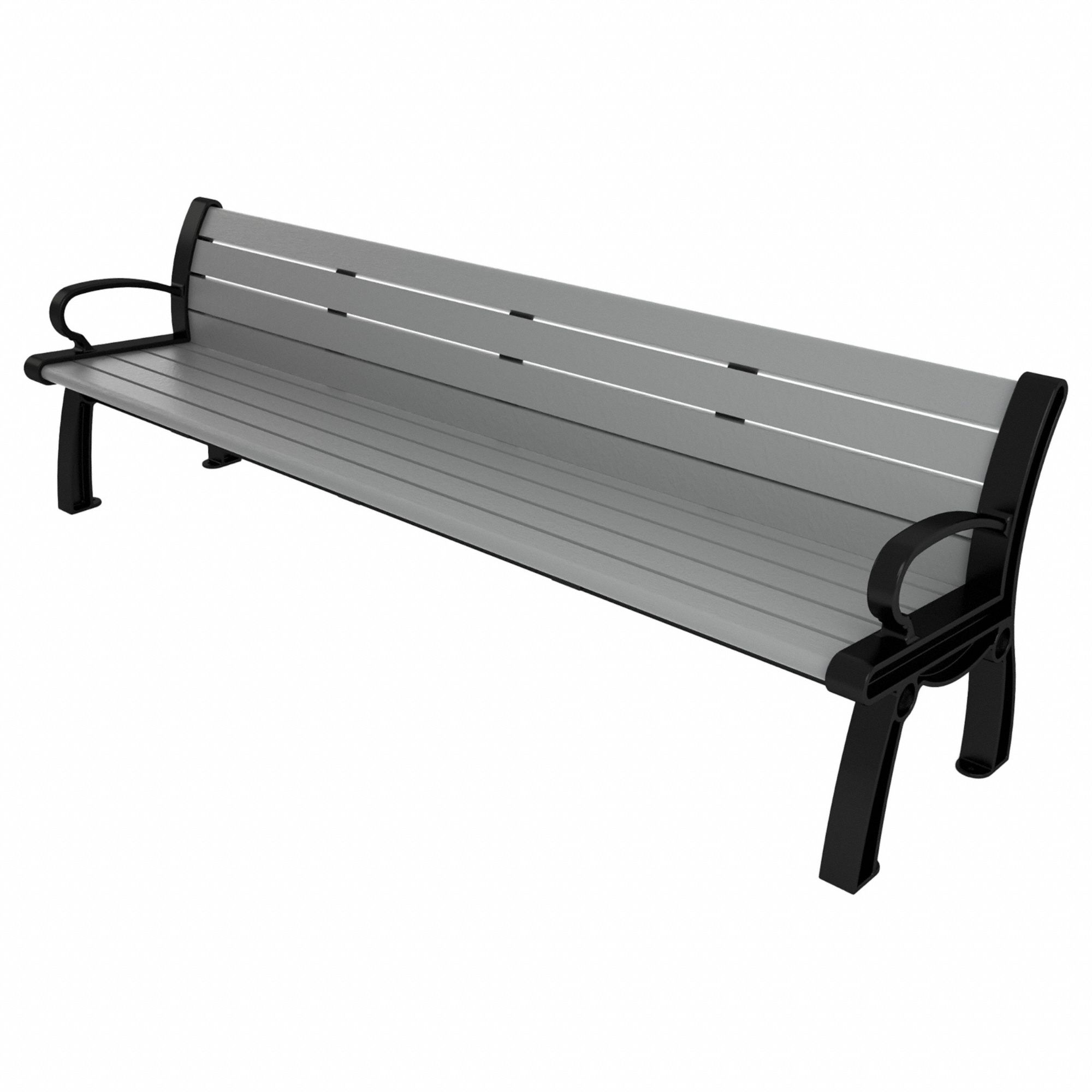 Heritage Outdoor Bench: Heritage, 96 in Overall Lg, 30 in Overall Ht, Gray, Black