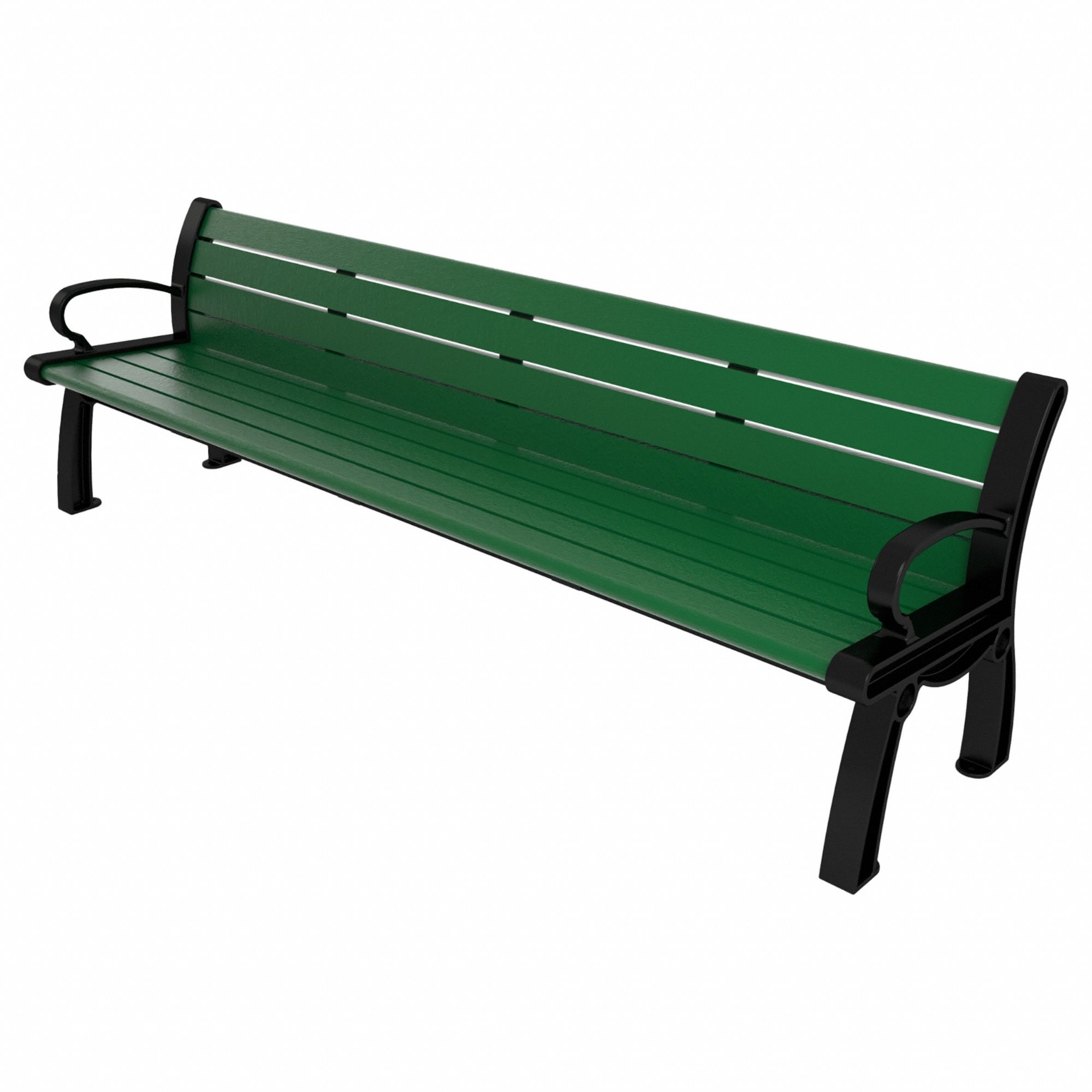 Heritage Outdoor Bench: Heritage, 96 in Overall Lg, 30 in Overall Ht, Green, Black
