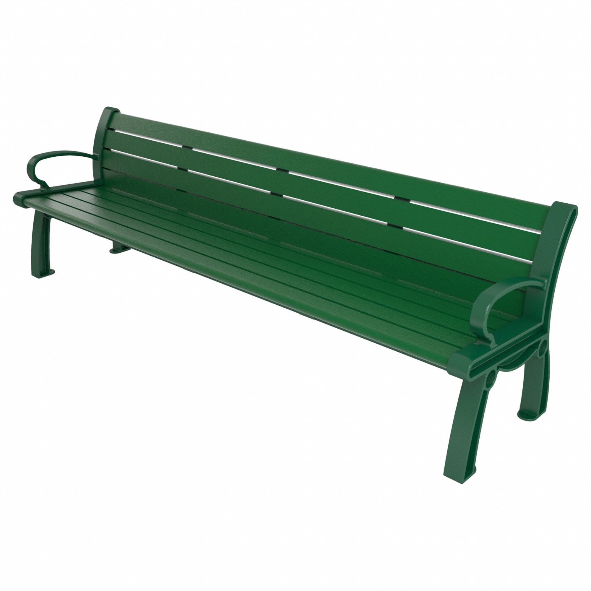 Heritage Outdoor Bench: Heritage, 96 in Overall Lg, 30 in Overall Ht, Green, Green