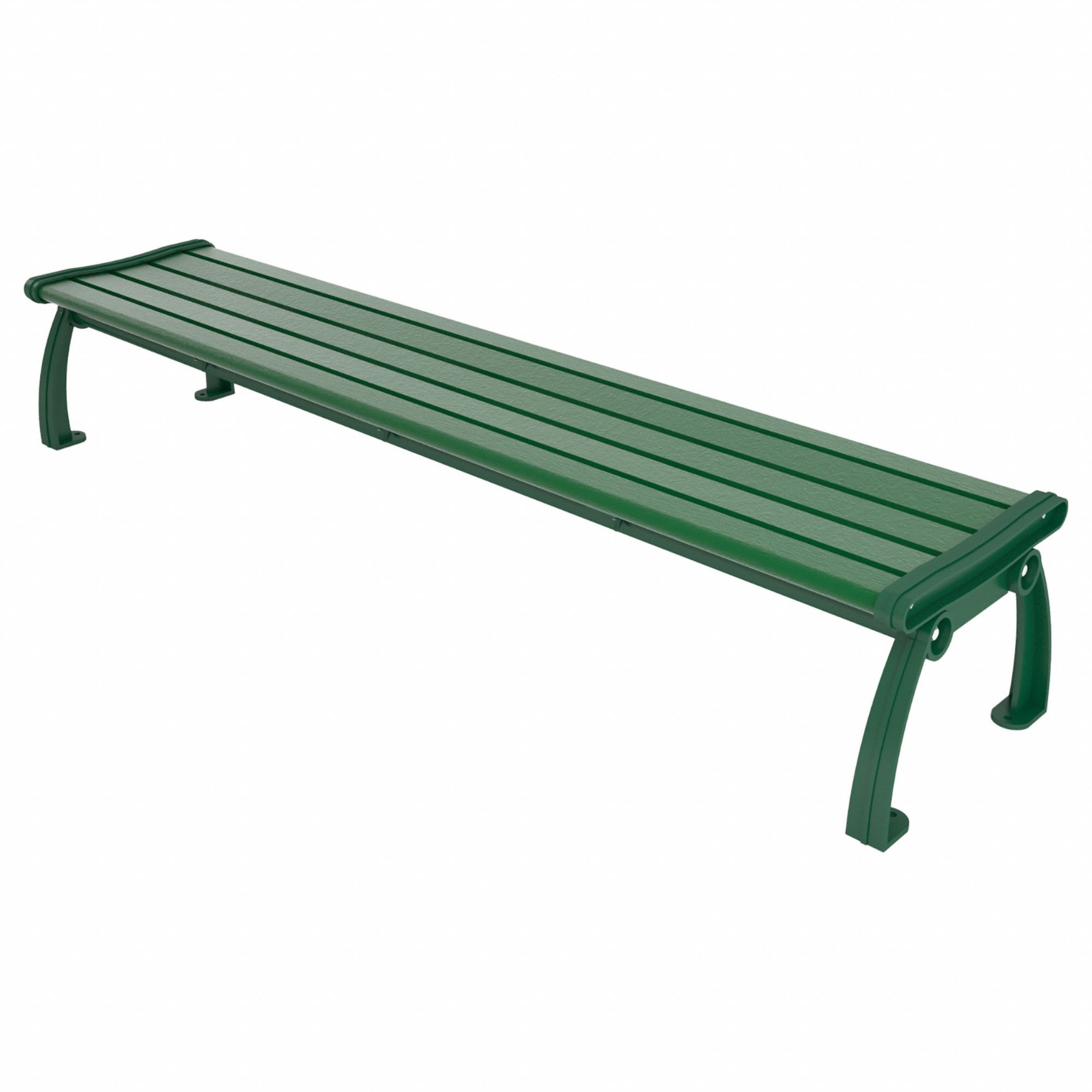 Outdoor Bench: Heritage, 96 in Overall Lg, 17 in Overall Ht, Green, Green, Plank Surface
