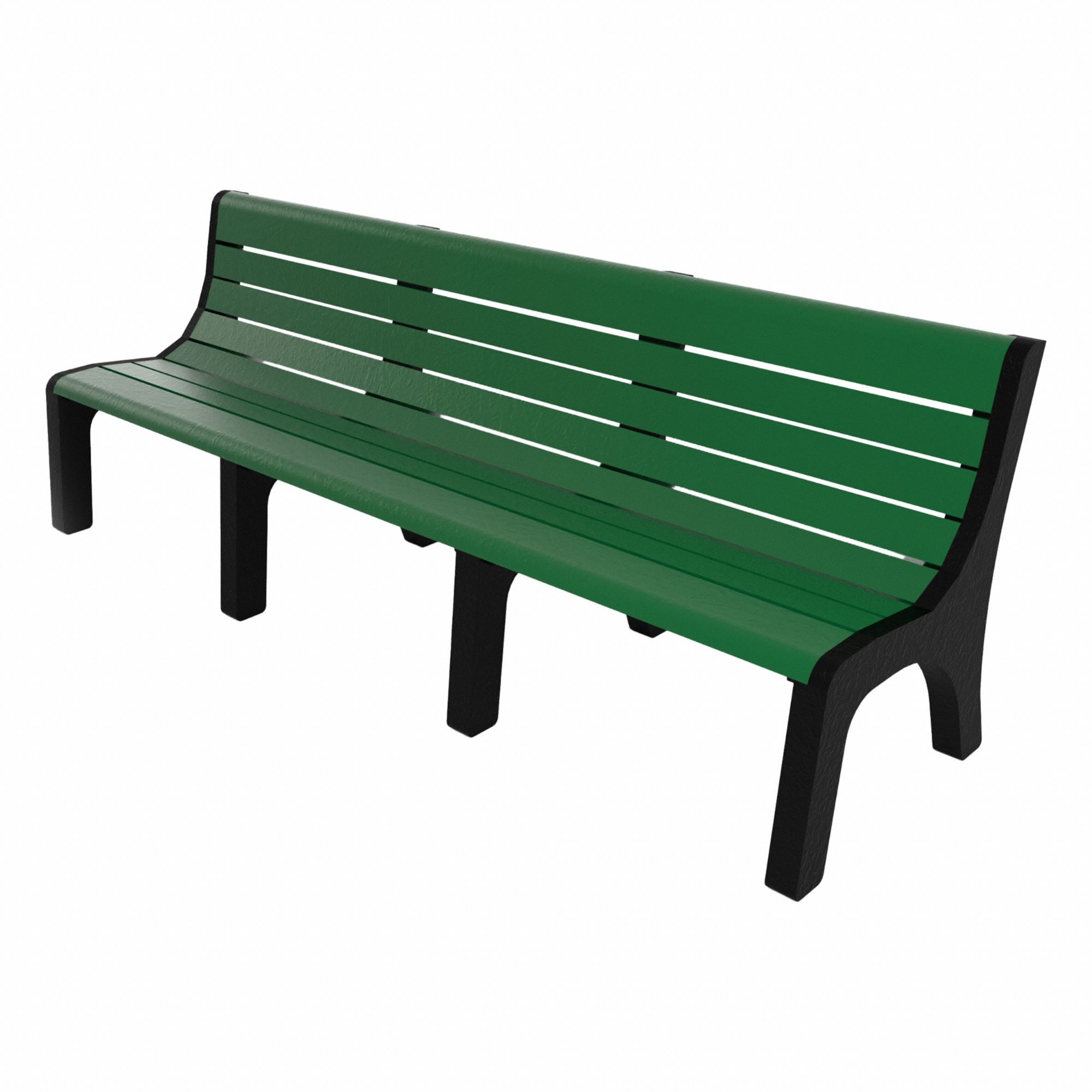 Outdoor Bench: Newport, 96 in Overall Lg, 33 3/8 in Overall Ht, Green, Black