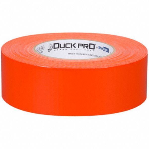 Duct Tape: Medium Duty, Orange, 1 7/8 in Wd, 60 1/8 yd Lg, 9 mil Thick, PC 009, Rubber