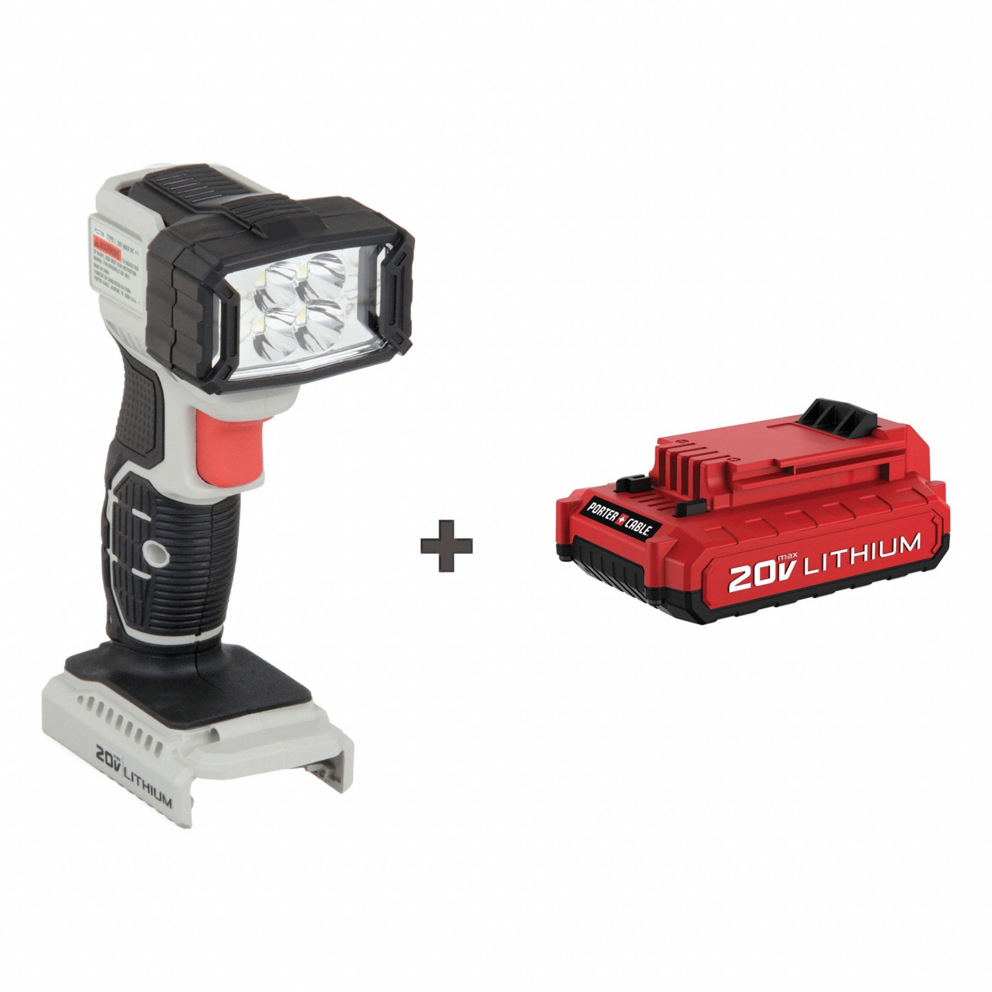 Flashlight Kit: 20V MAX*, Flashlight, 120 lm Max., 2 Modes, Belt Clip, 2.0 Ah, 20V DC