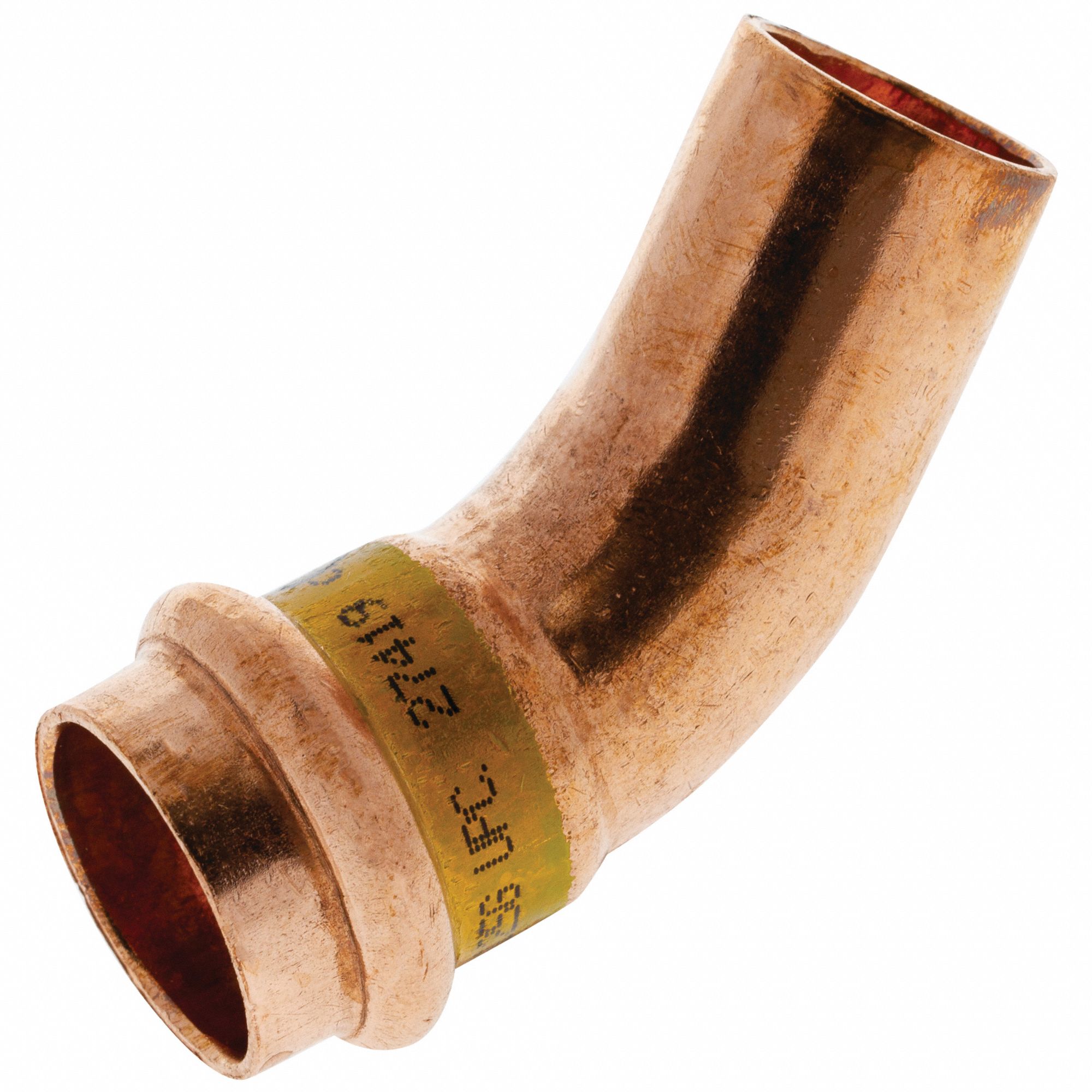Crimp Elbow Fitting: 45° Elbow, 1 1/2 in CTS x 1 1/2 in CTS x 1 1/2 in Pipe size, Copper