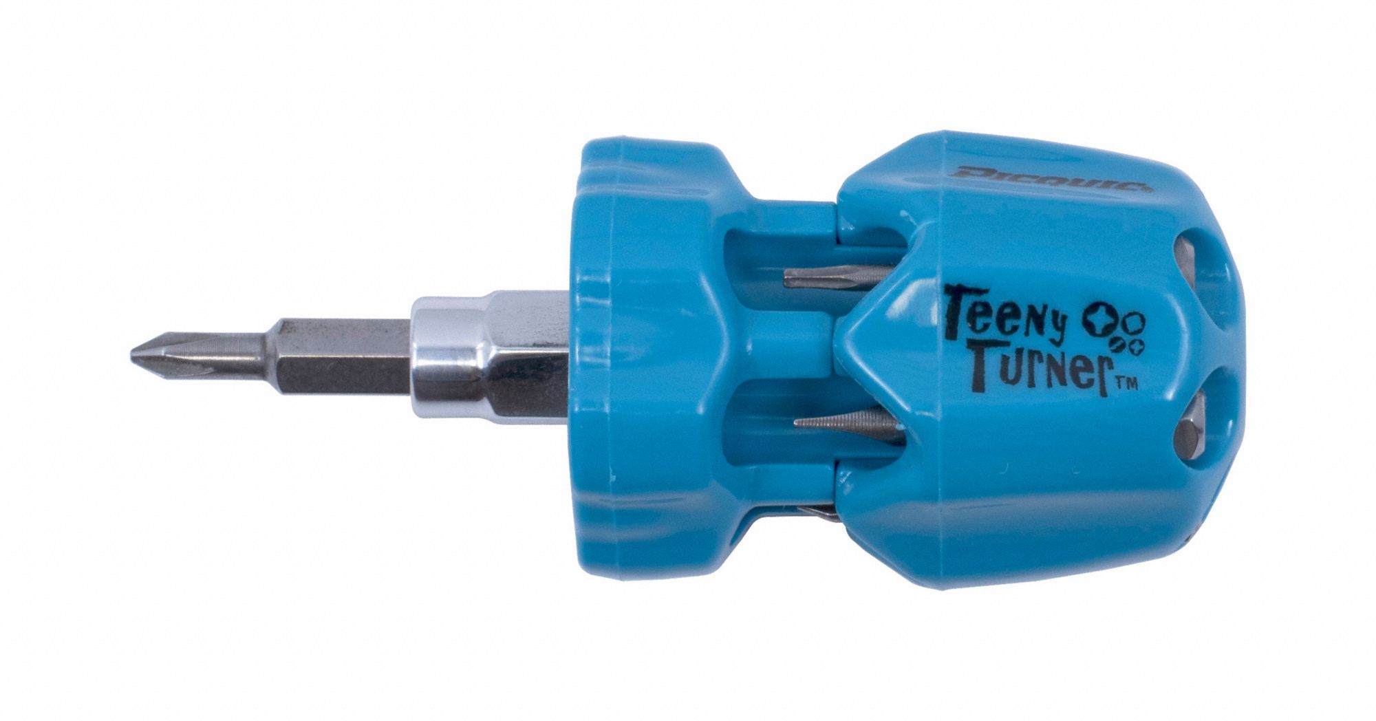 MULTI-BIT SCREWDRIVER, STEEL, MOULDED PLASTIC HANDLE, ¼ IN DRIVE, BARREL GRIP, POLISHED FINISH