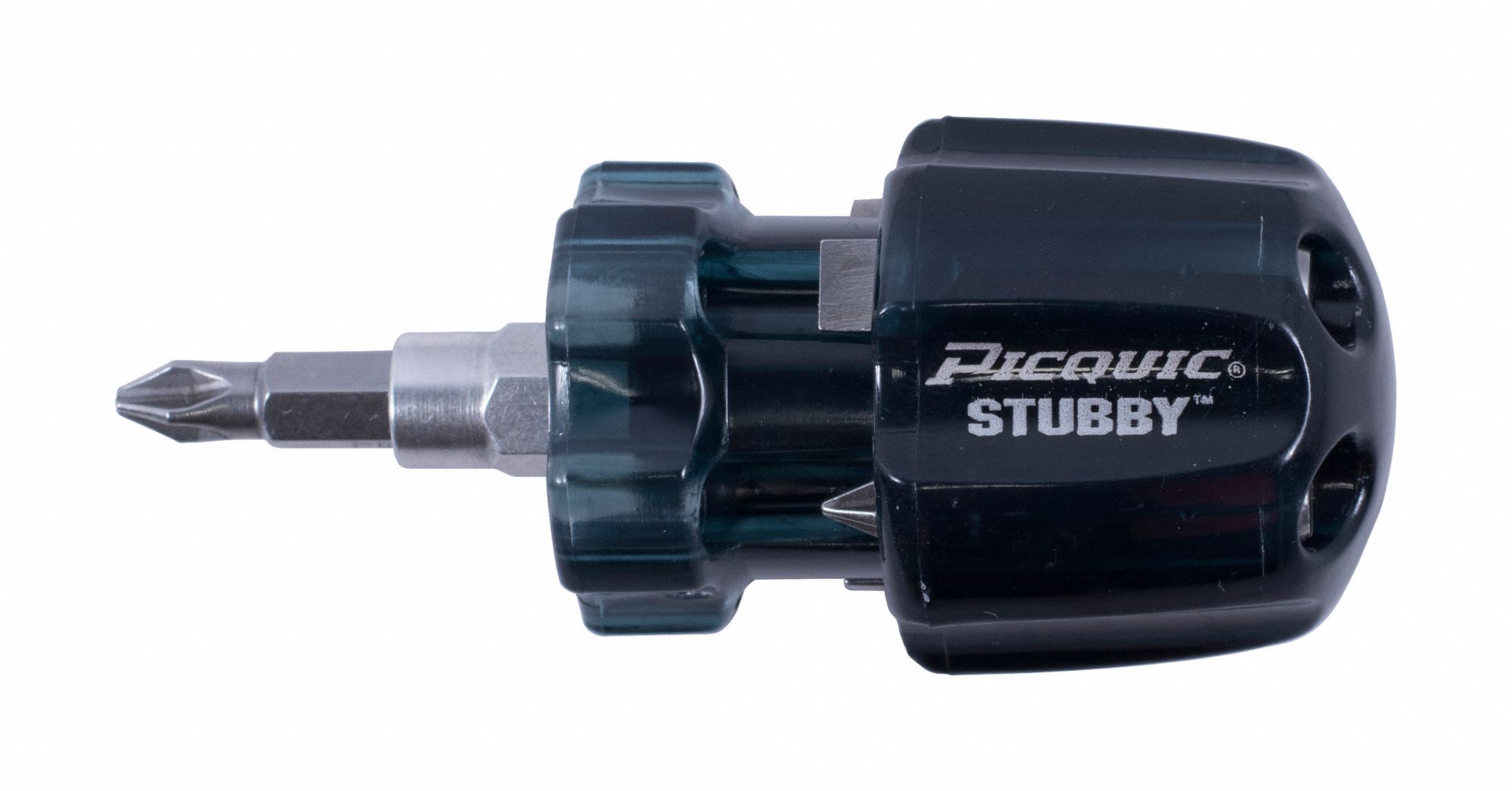 MULTI-BIT SCREWDRIVER, STEEL, MOULDED PLASTIC HANDLE, ¼ IN DRIVE, BARREL GRIP, POLISHED FINISH