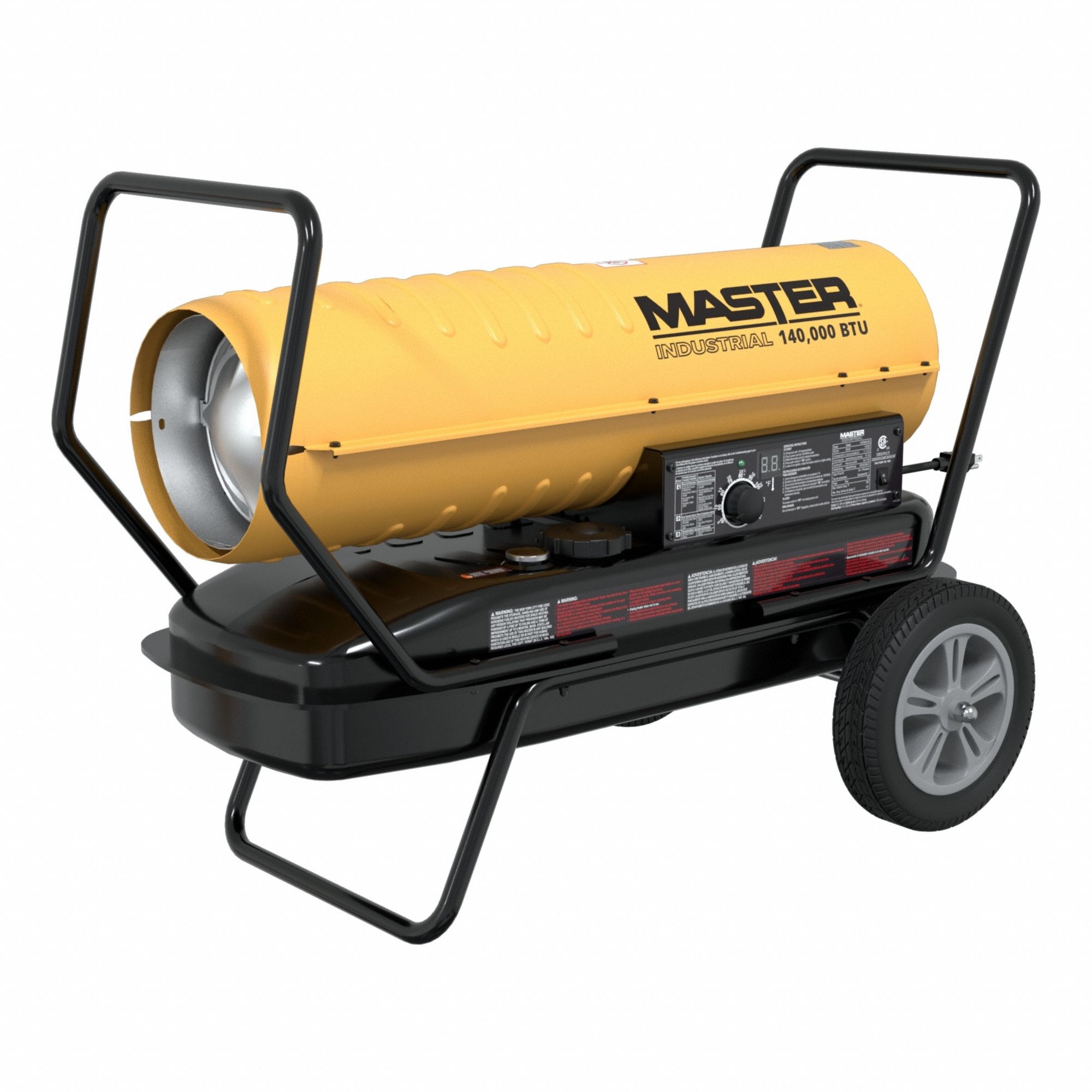 Portable Oil and Kerosene Torpedo Heater: Wheeled Mounted, 3, 500 sq ft Heating Area