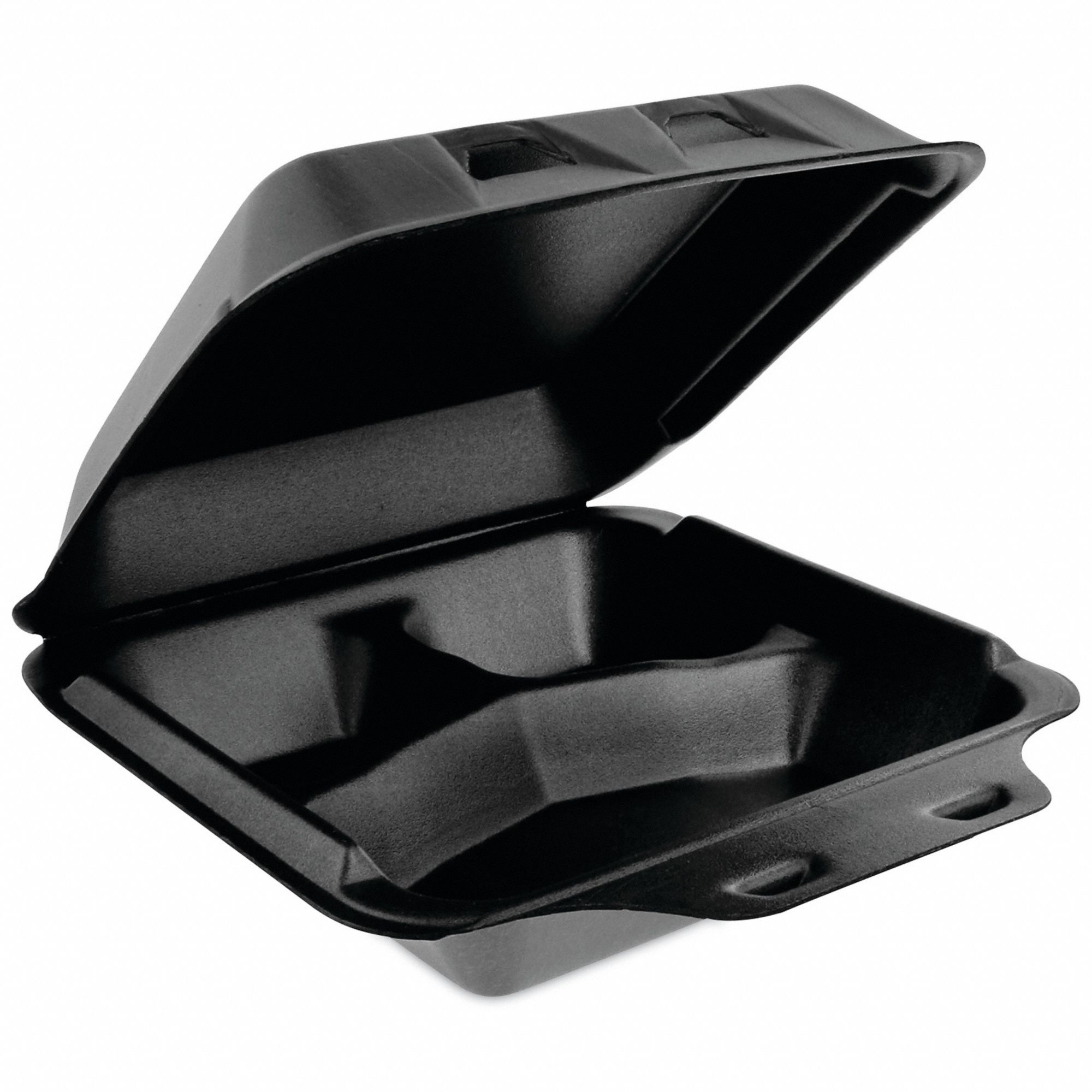 PACTIV, Black, Hinged Lid Container Container, Disposable CarryOut