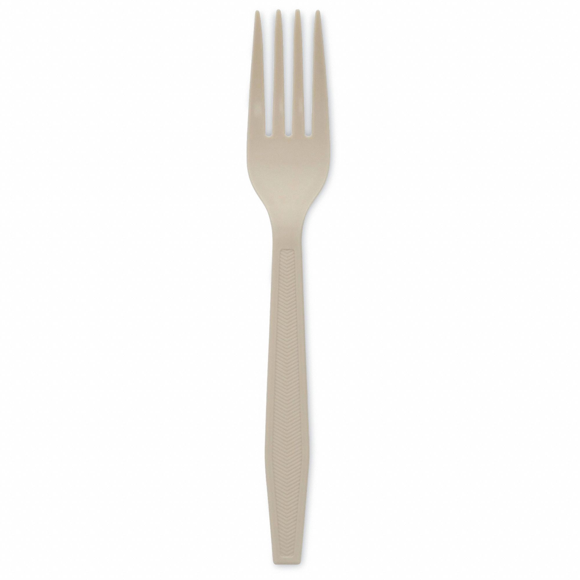 Disposable Fork: Beige, Heavy-Wt, Plastic, Unwrapped, 1, 000 PK