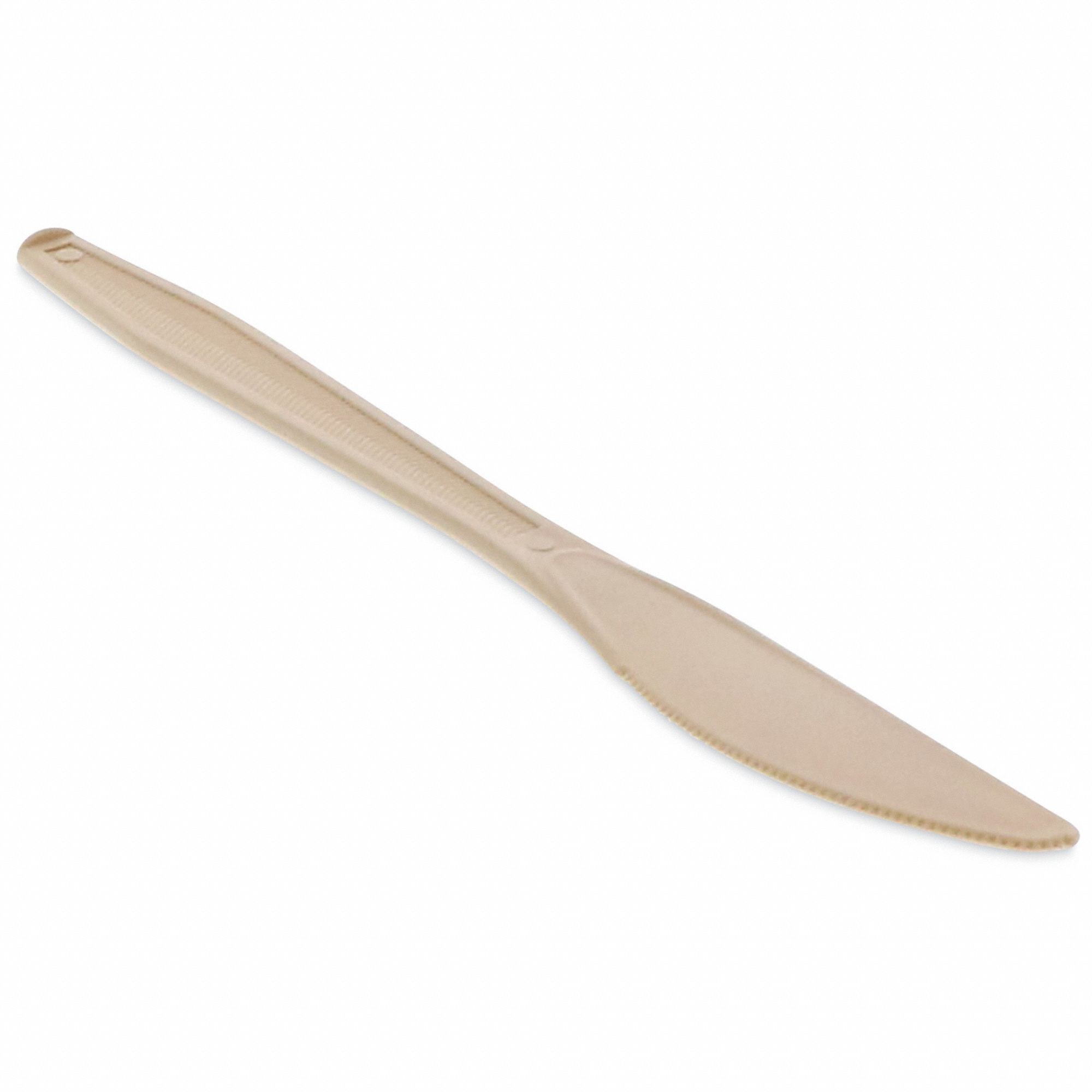 Disposable Knife: Beige, Heavy-Wt, Plastic, Unwrapped, 1, 000 PK