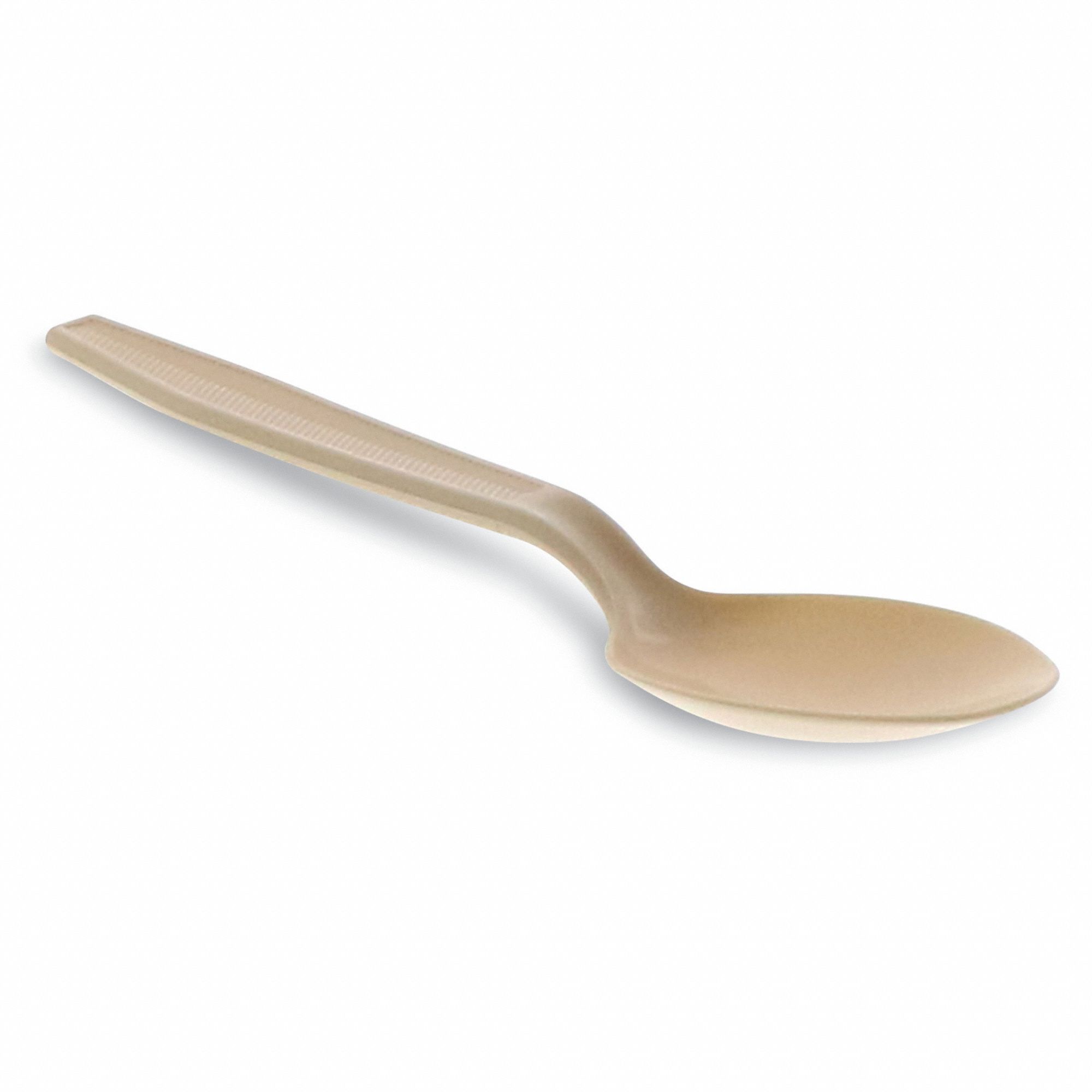 Disposable Spoon: Beige, Heavy-Wt, Plastic, Unwrapped, 1, 000 PK