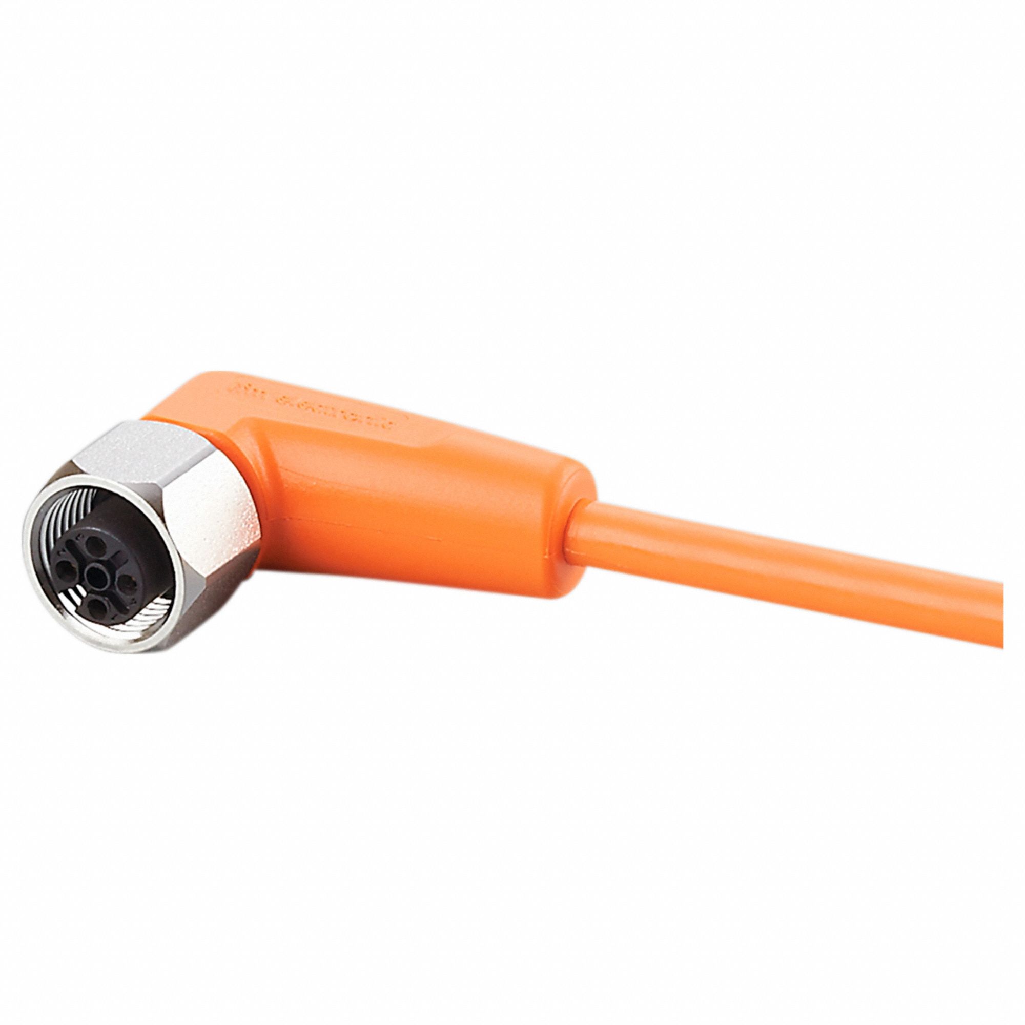 Single-Ended Cordset: M12 Female Bare Wire, 5 Pins, Orange, PVC, 25 m Cable Lg, 4 A Max Current (A)