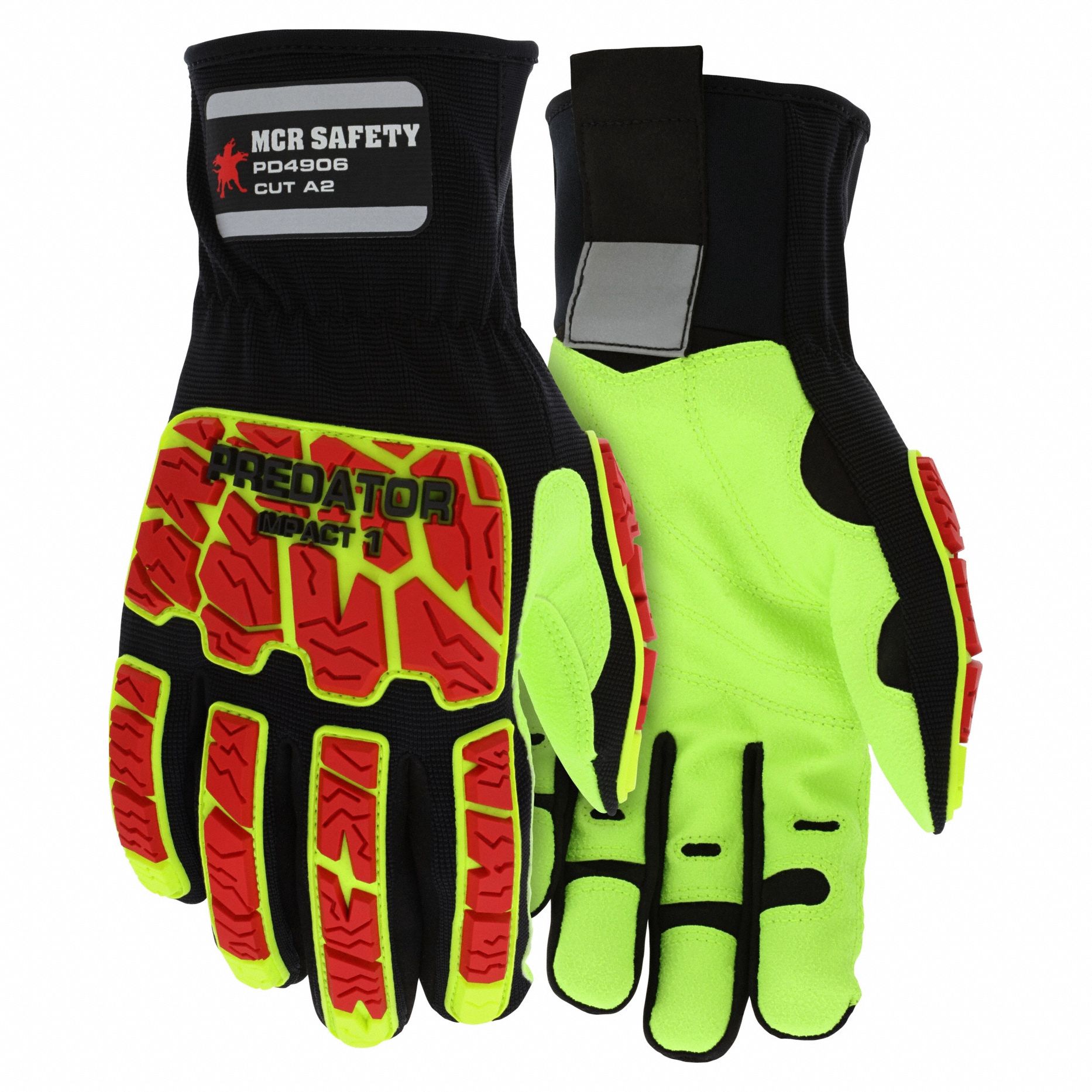 Mechanics Gloves: L, Mechanics Glove, Synthetic Leather with PVC Grip, Palm, Black, 1 PR