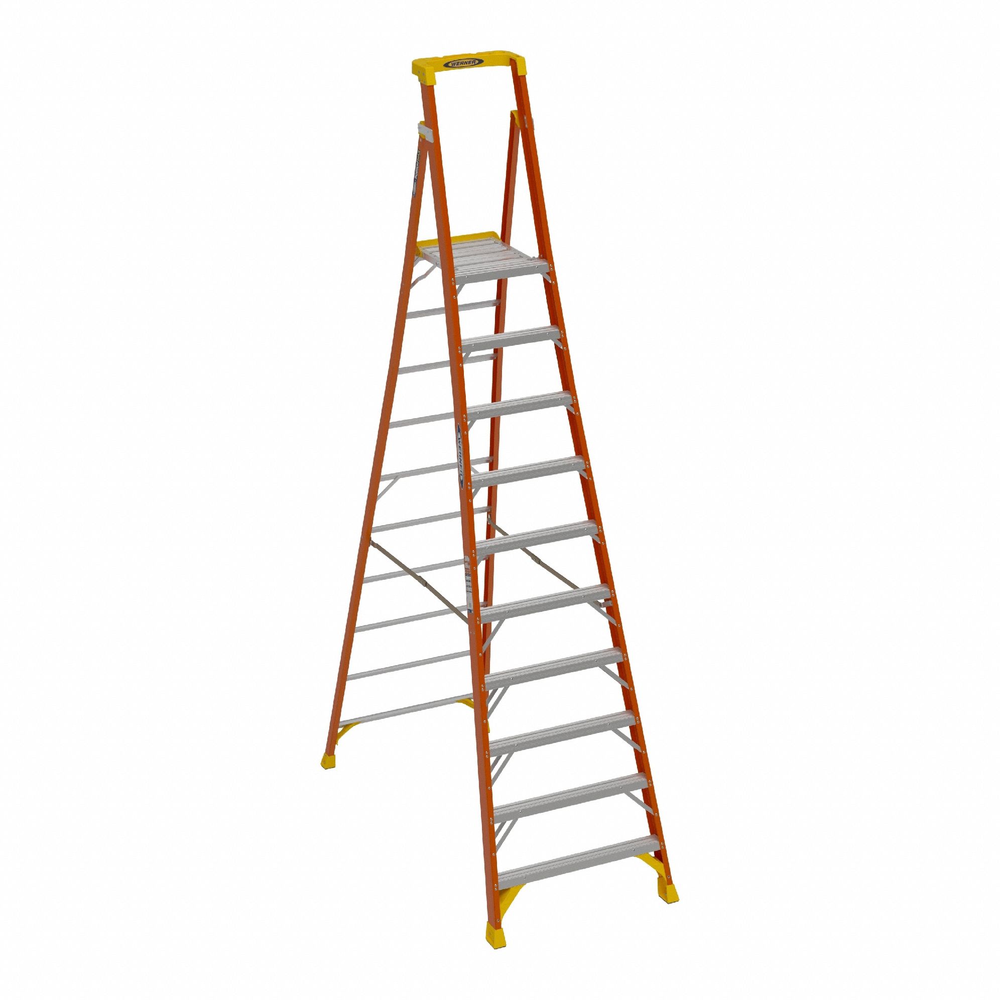 PODIUM STEPLADDER, 12 FT OVERALL H, FIBREGLASS, 300 LB MAX LOAD CAPACITY, 56 LB W
