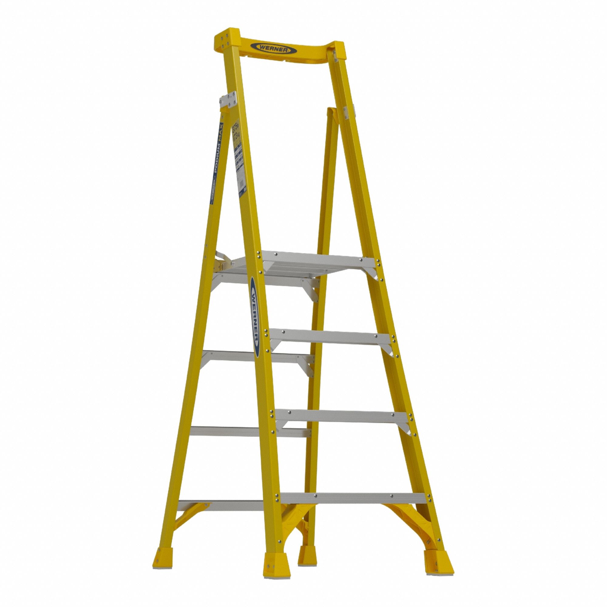 PODIUM STEPLADDER, 6 FT OVERALL H, FIBREGLASS, 375 LB MAX LOAD CAPACITY, 27 LB W