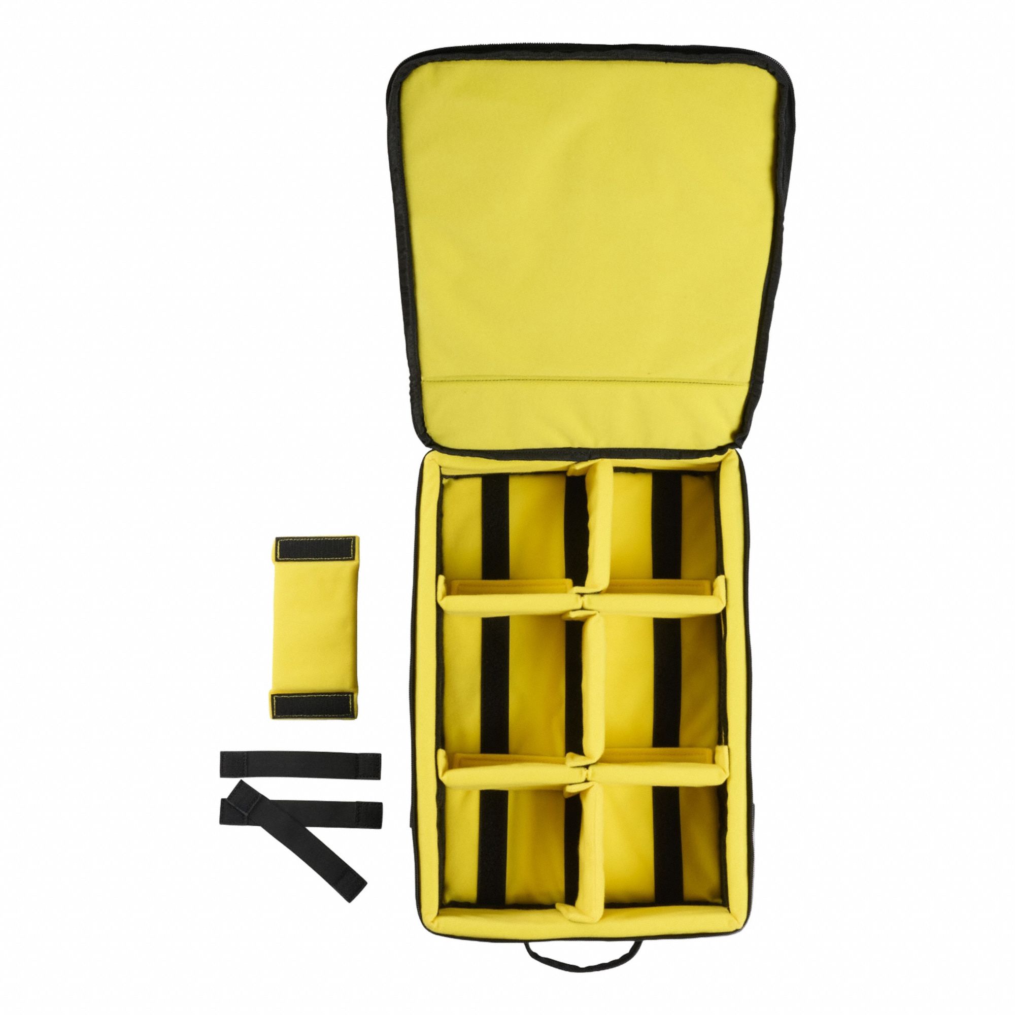 Backpack: Cordura, Black/Yellow, 19 11/16 in Ht, 11 13/16 in Wd, 7 31/64 in Dp