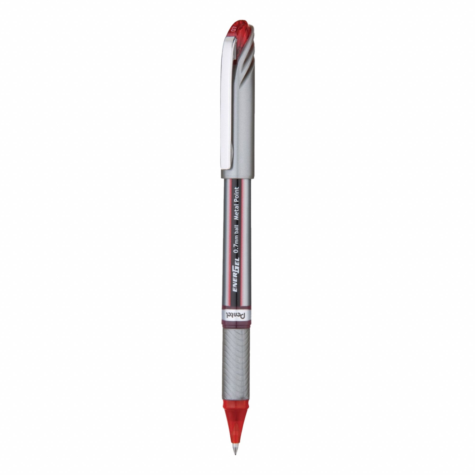 Pen Set: EnerGel NV®, Red, 0.7 mm, Capped, Red, Plastic, Cushion Included, Medium, 12 PK