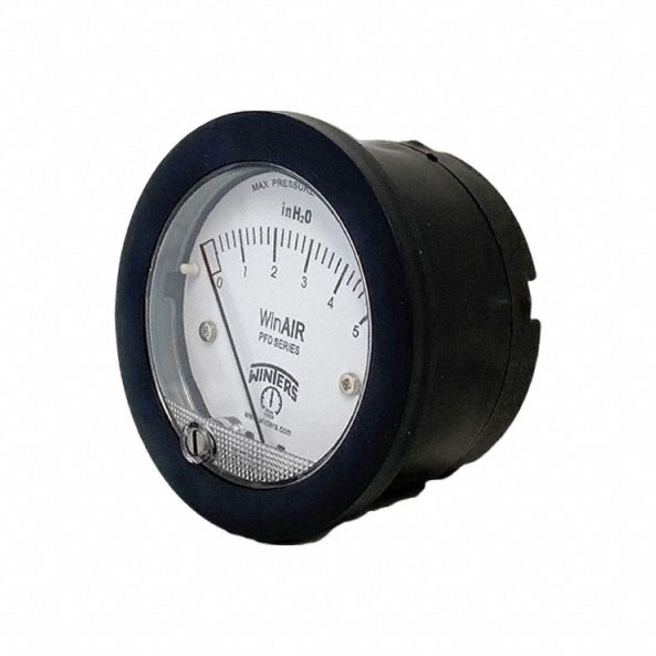 Differential Pressure Gauge: Single-Side, 3/16 in Barbed Male, PFD, 2 1/16 in Dial, Nylon