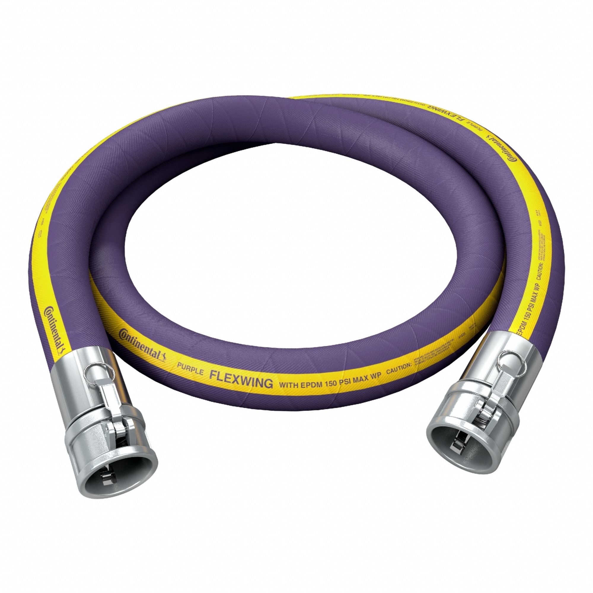 Chemical Transfer Hose Assembly: 1 1/2 in Hose Inside Dia., Purple, 10 ft Hose Lg