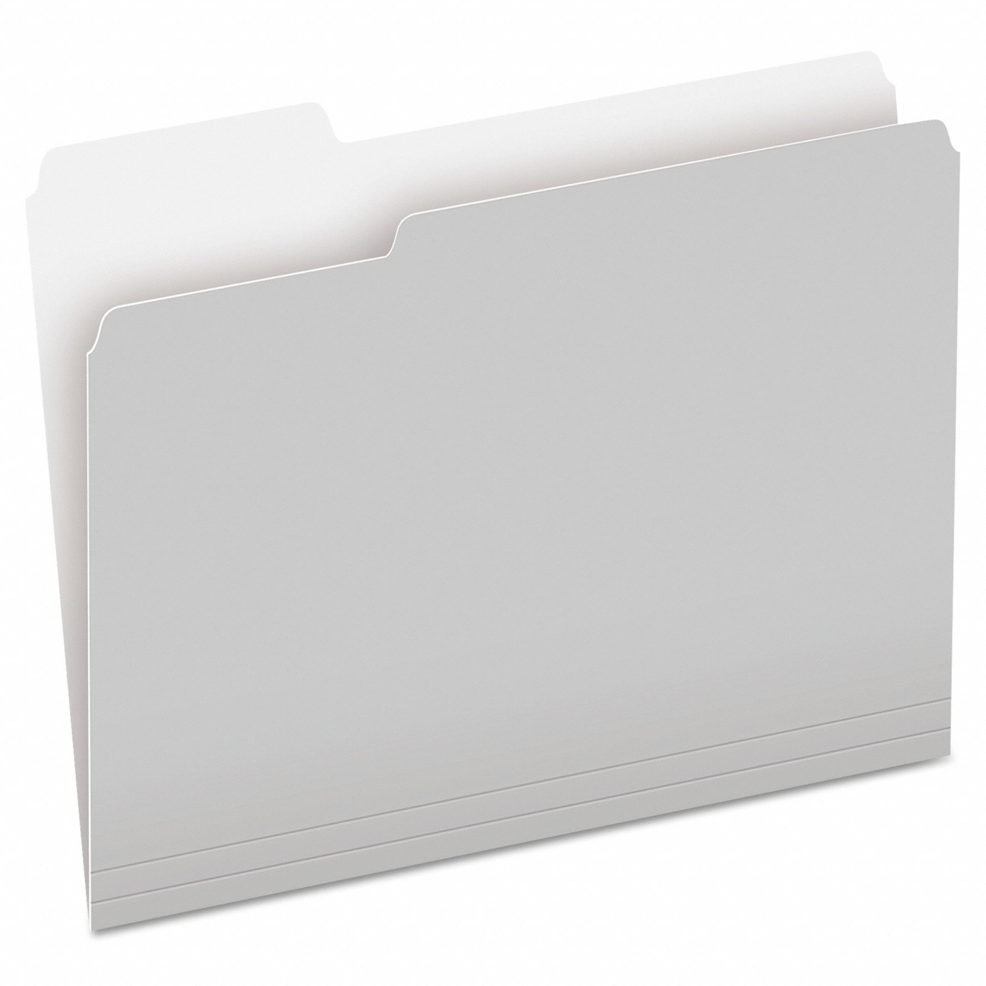 File Folders: 8 1/2 in Ht, 11 in Wd, Gray, 11 pt. Stock, Top Tab Location, 100 PK