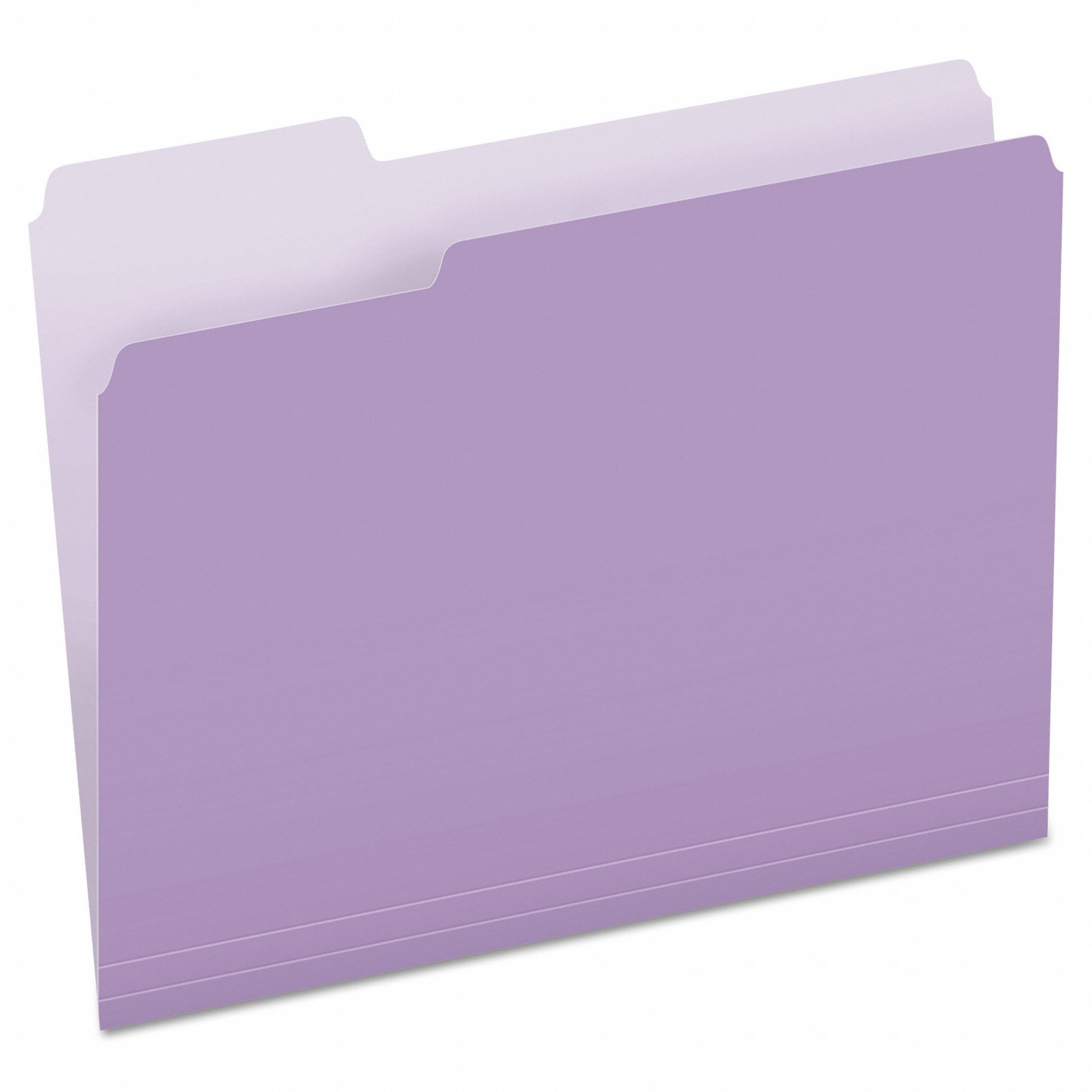 File Folders: 8 1/2 in Ht, 11 in Wd, Purple, 11 pt. Stock, Top Tab Location, 100 PK